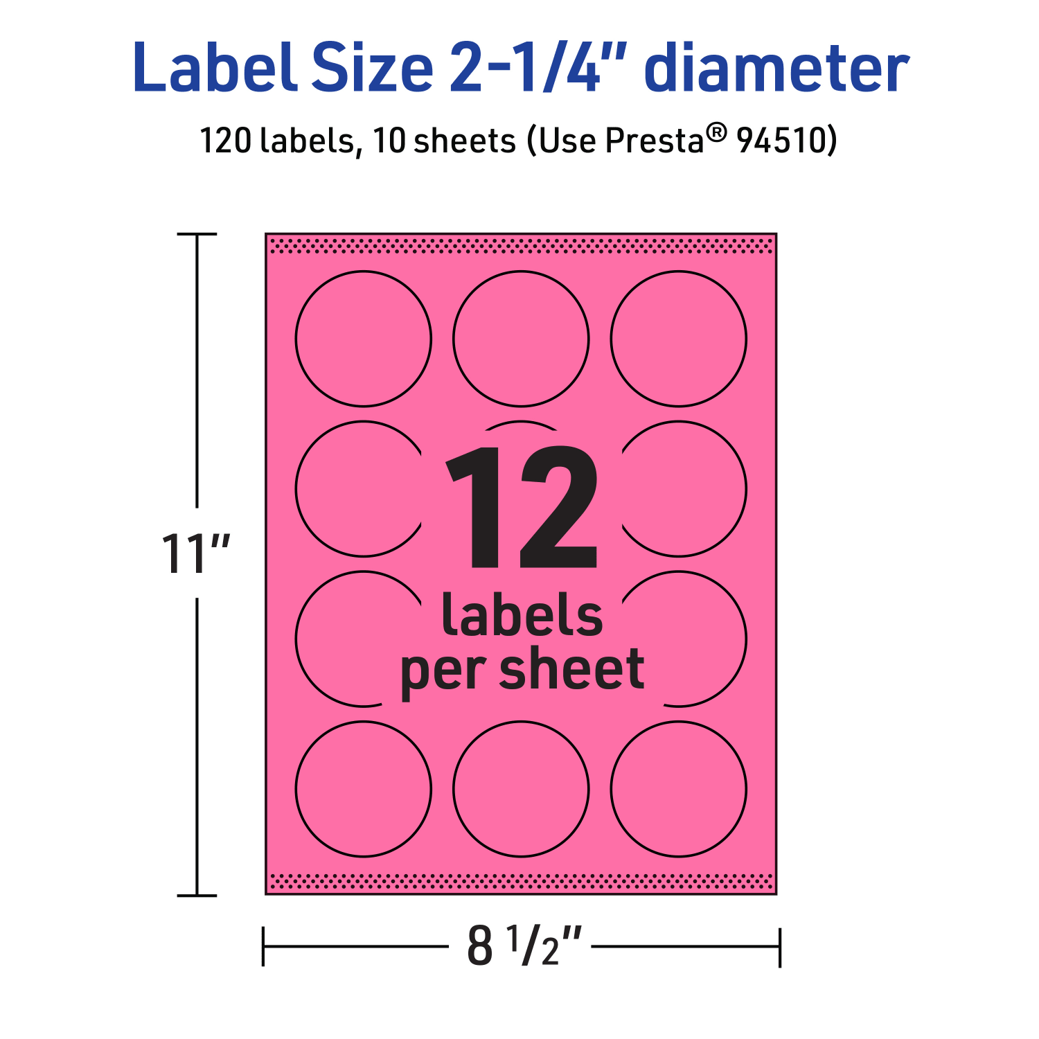 Avery Print-To-The-Edge Labels With Sure Feed Technology And Easy Peel Label Feature, 94510-BPP10, Round, 2-1/4in, Matte Bright Pink, Pack of 120 - Image 6