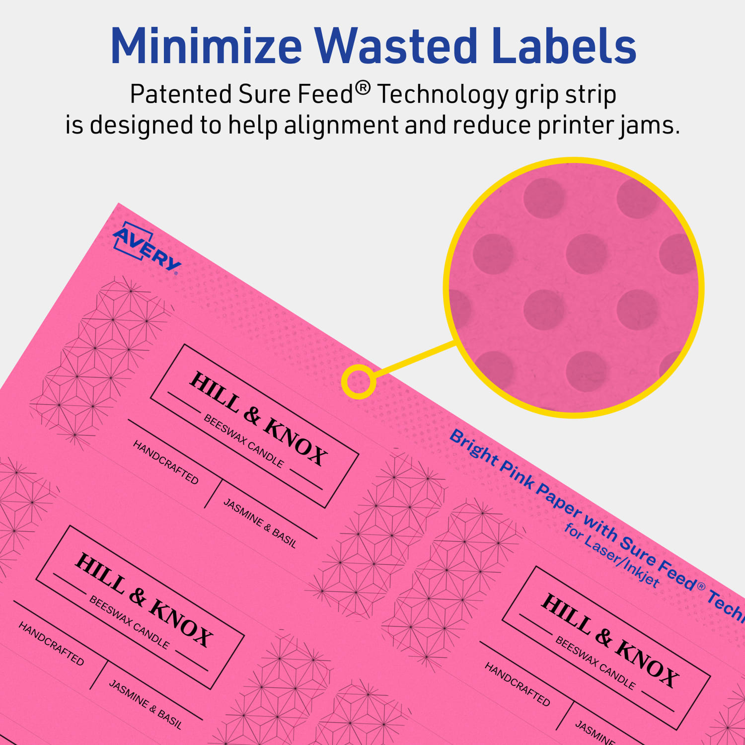Avery Print-To-The-Edge Labels With Sure Feed Technology And Easy Peel, 94205-BPP80, Rectangle, 1-1/2in x 3-3/4in, Matte Bright Pink, Pack of 800 - Image 5