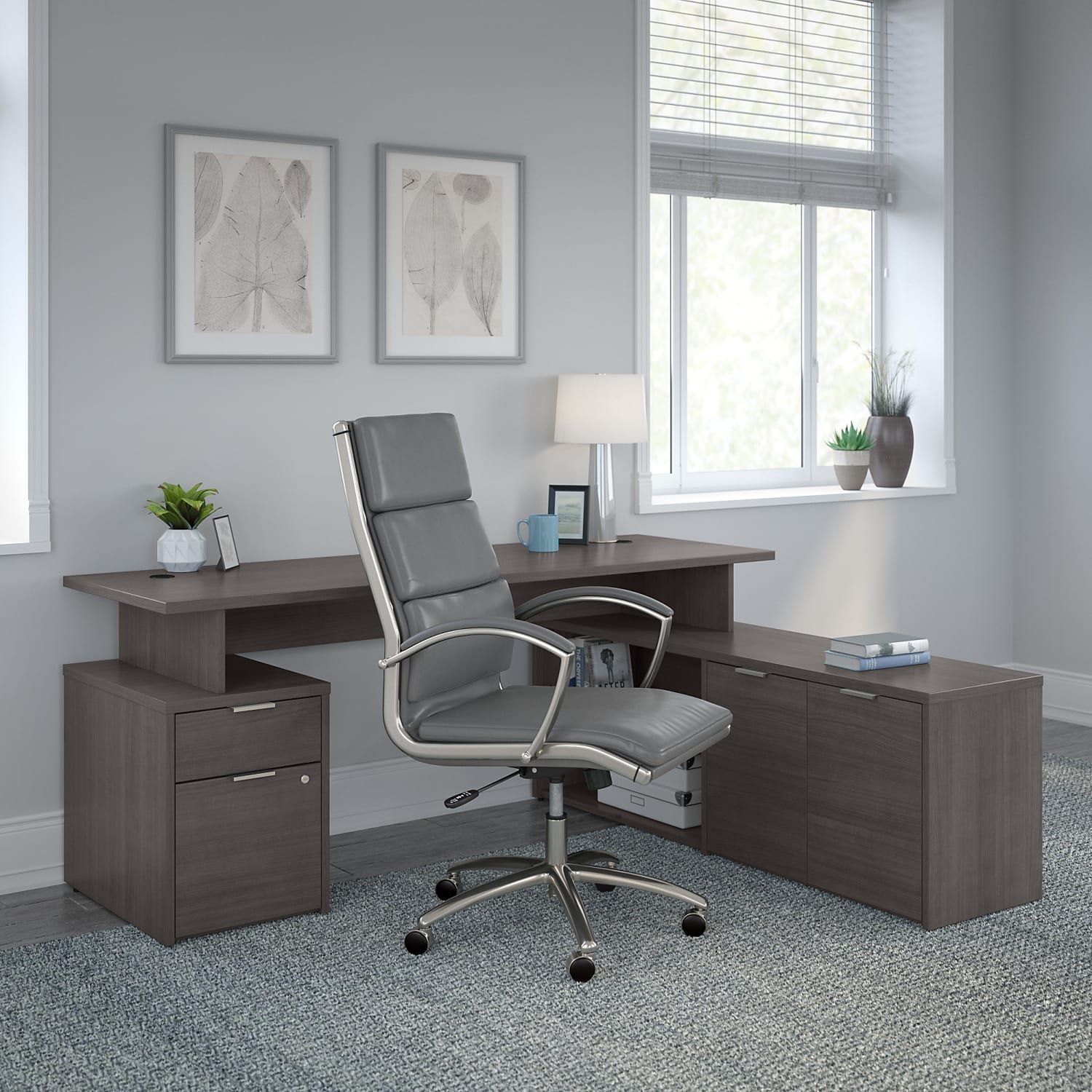 Bush Business Furniture Modelo Bonded Leather High-Back Office Chair, Dark Gray, Standard Delivery - Image 11