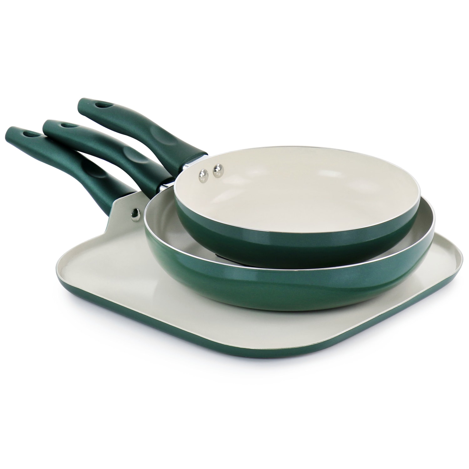Gibson Home Gazebo 11-Piece Ceramic Non-Stick Aluminum Cookware Set, Green - Image 3