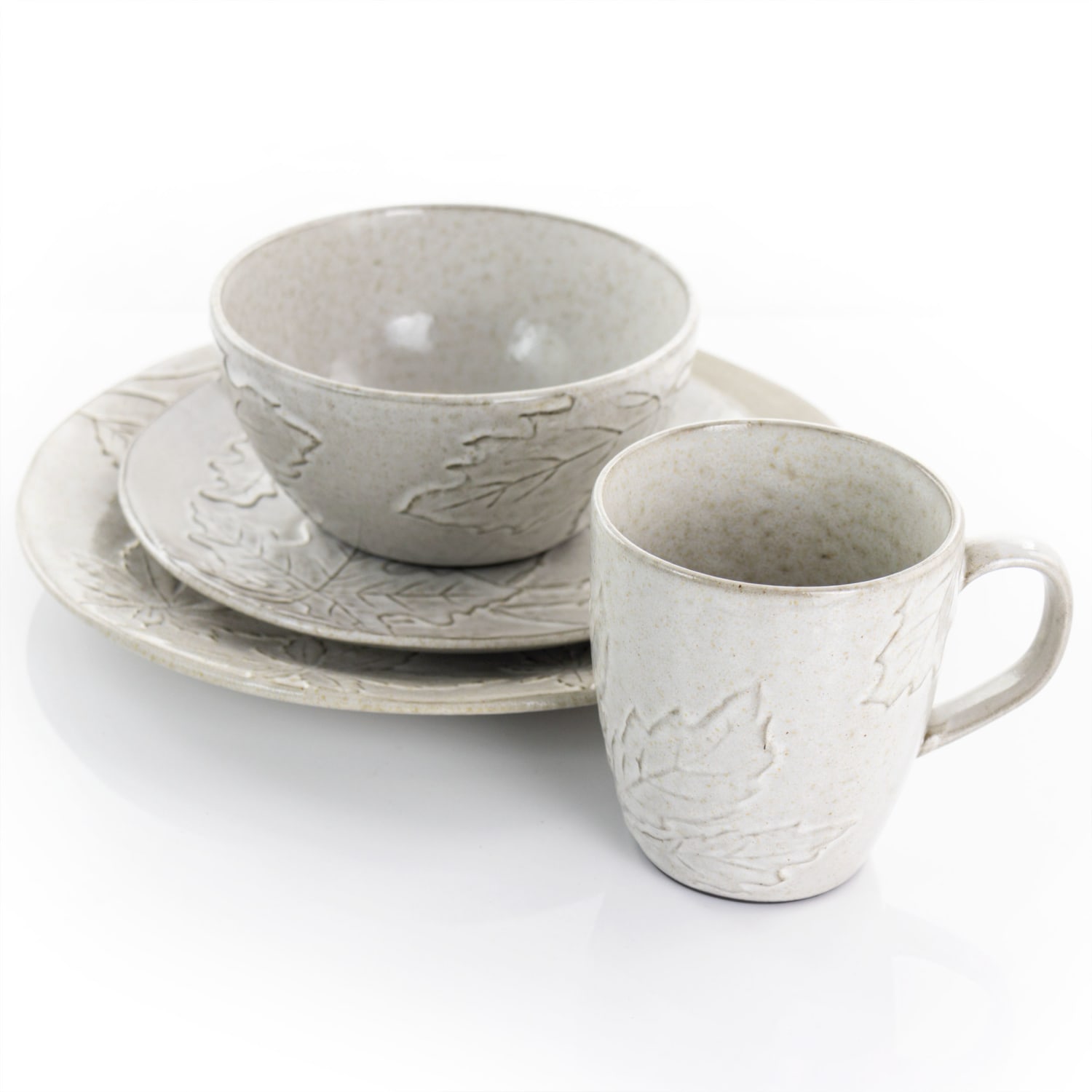 Gibson Elite Naturalia 16-Piece Stoneware Dinnerware Set, Light Gray - Image 3