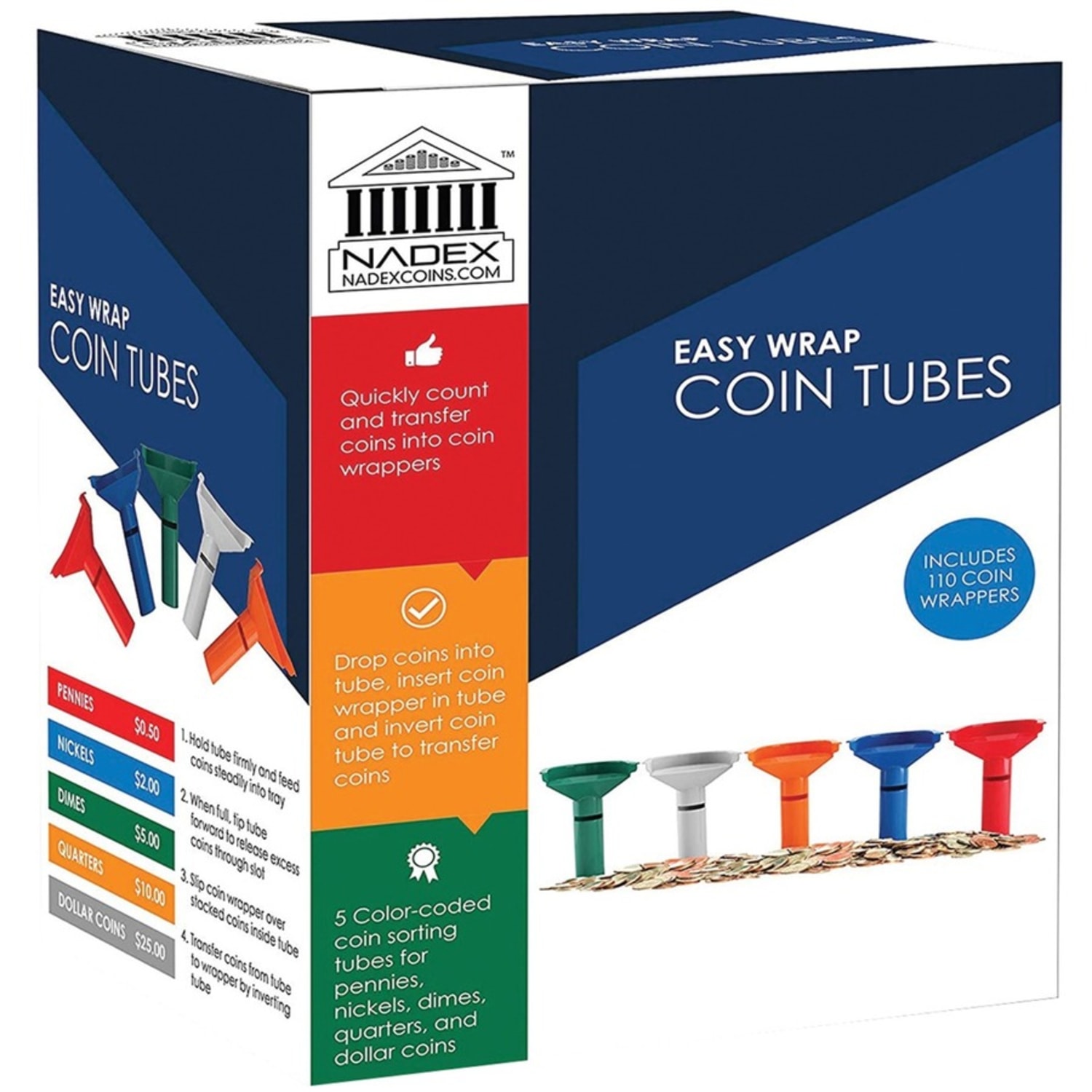 Nadex Coins Coin Counting Tube - Red, Blue, Orange, Green - Image 5