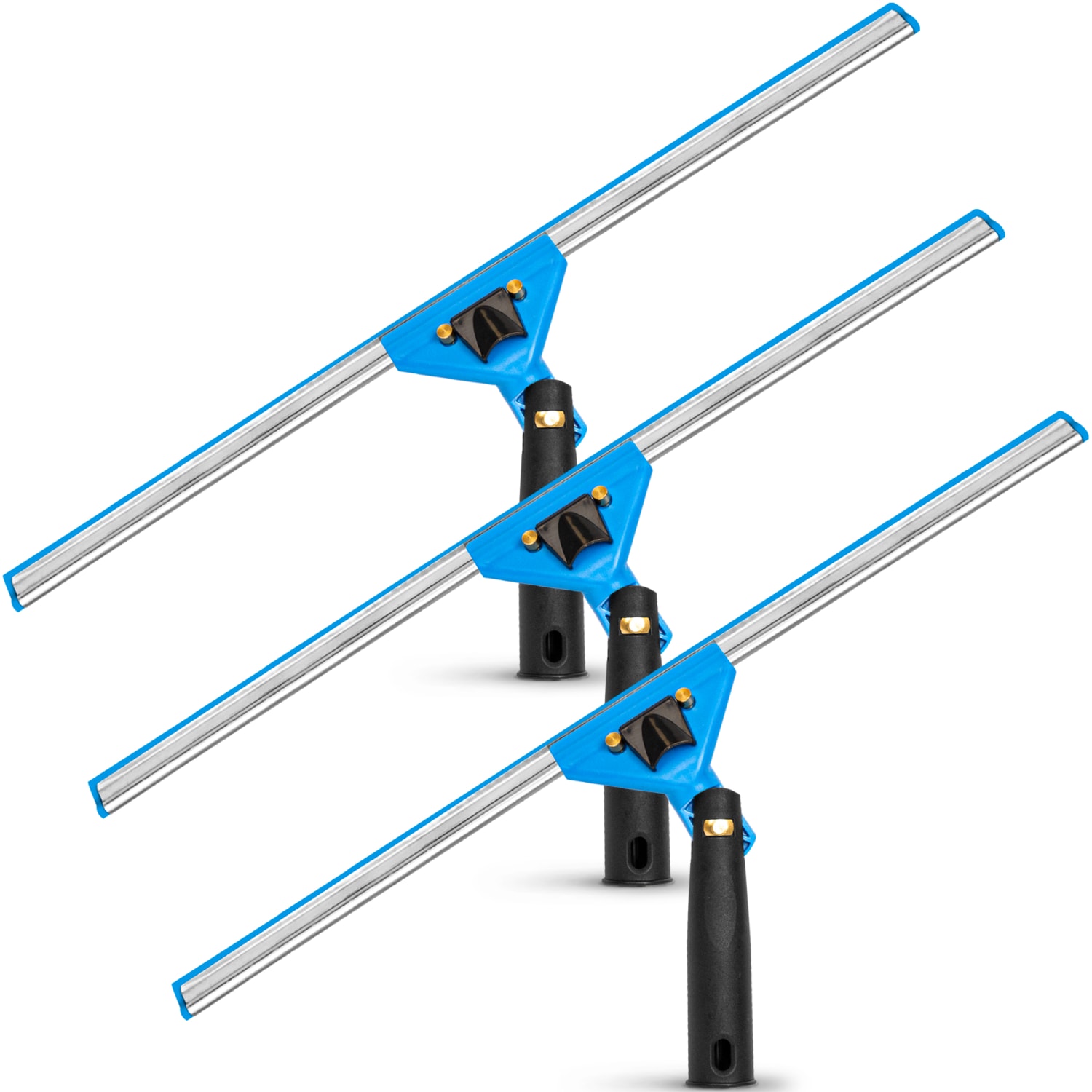 Gritt Commercial Swivel Window Squeegees With Quick Release, 18in, Blue/Silver/Black, Pack Of 3 Squeegees
