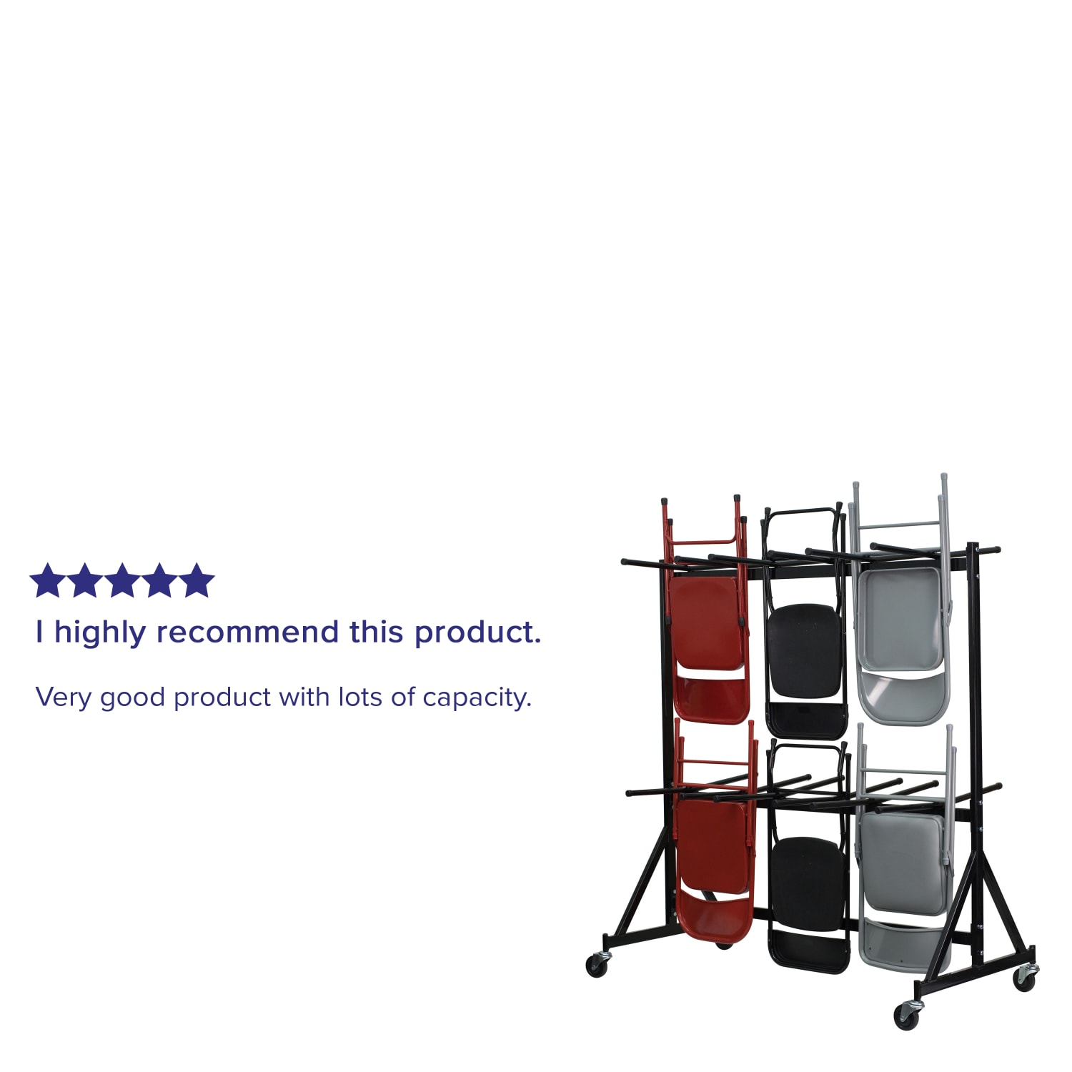 Flash Furniture Steel Hanging Folding Chair Dolly Truck, 75inH x 35inW x 66inD, Black - Image 4