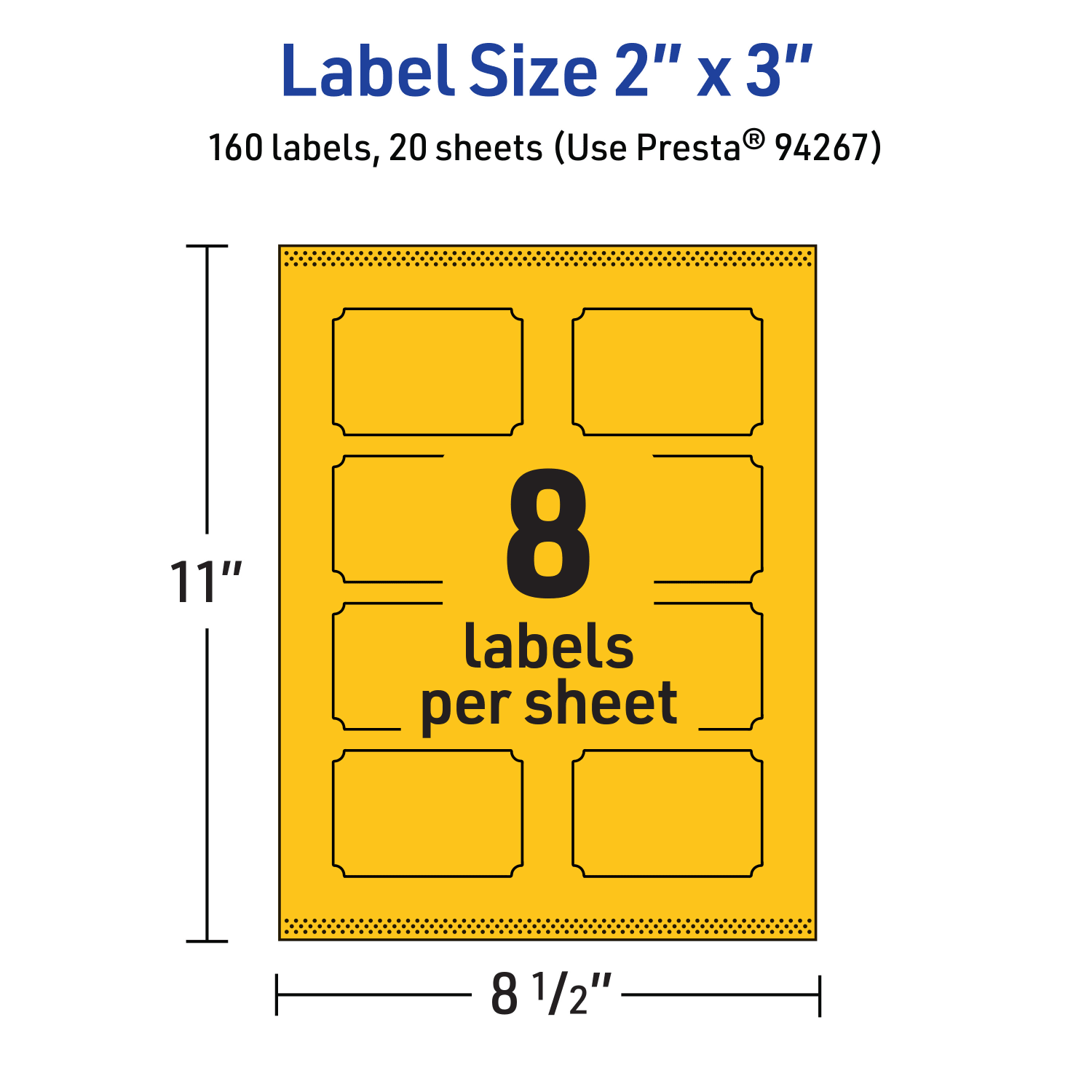 Avery Print-To-The-Edge Labels With Sure Feed Technology, 94267-BYP20, Rectangle Scalloped, 2in x 3in, Matte Bright Yellow, Pack of 160 - Image 6
