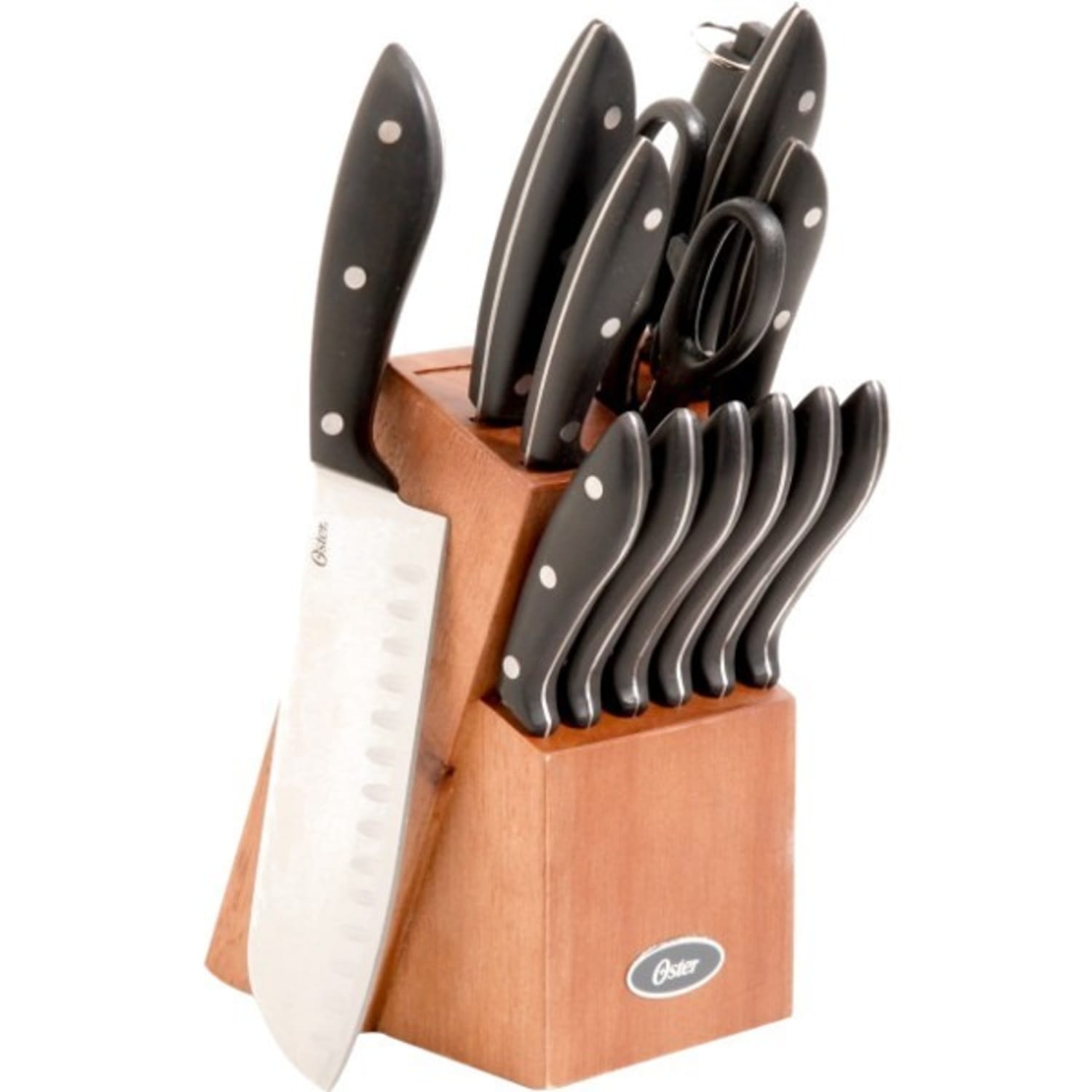 Oster Huxford 14-Piece Stainless-Steel Cutlery Knife Set With Wooden Block, Black - Image 3