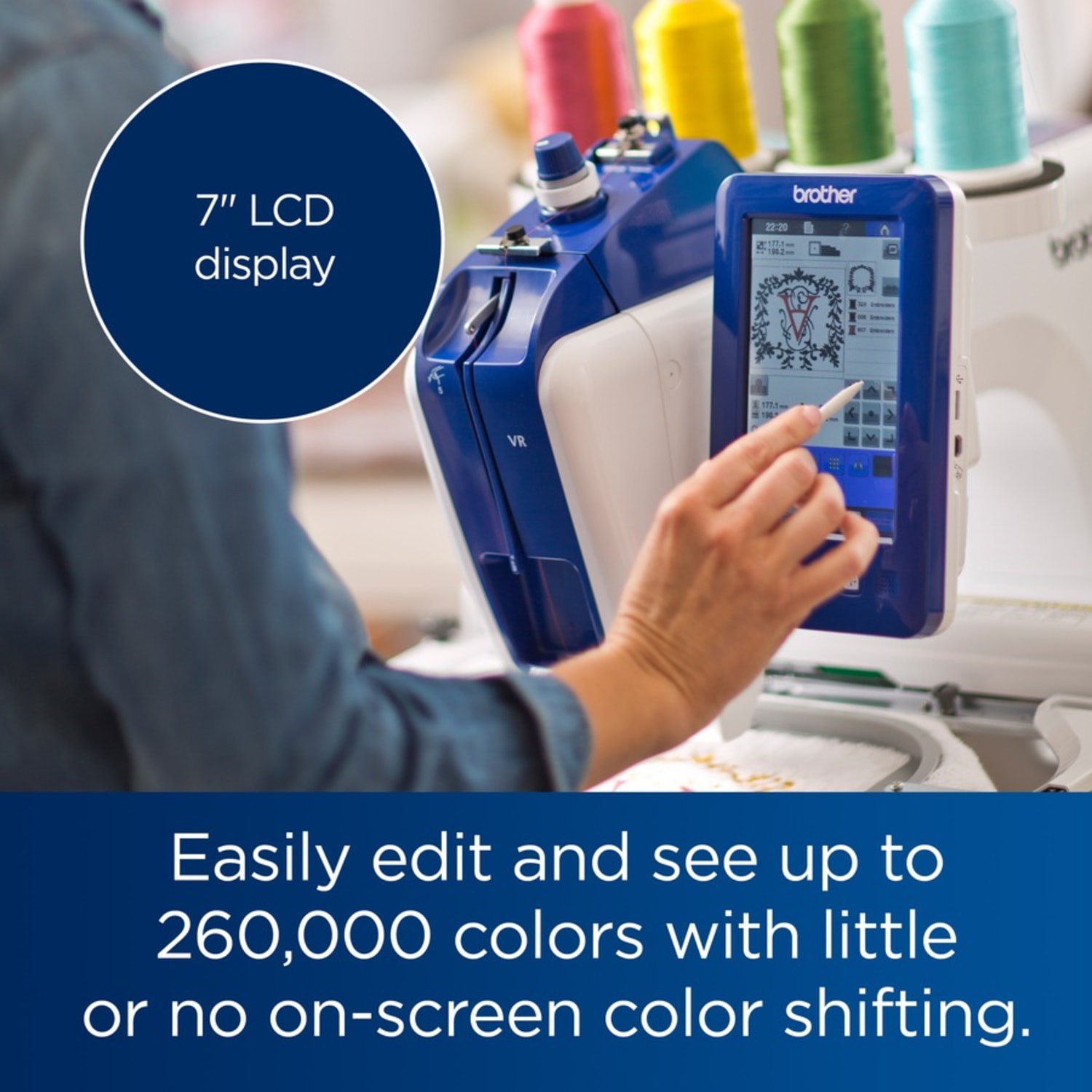Brother Persona PRS100 Single Needle Embroidery Machine - Advanced Multi-Needle Stlye - Enhanced Embroidery Editing - Image 6