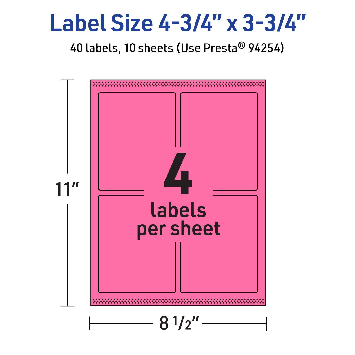 Avery Print-To-The-Edge Labels With Sure Feed Technology And Easy Peel, 94254-BPP10, Rectangle, 4-3/4in x 3-3/4in, Matte Bright Pink, Pack of 40 - Image 6