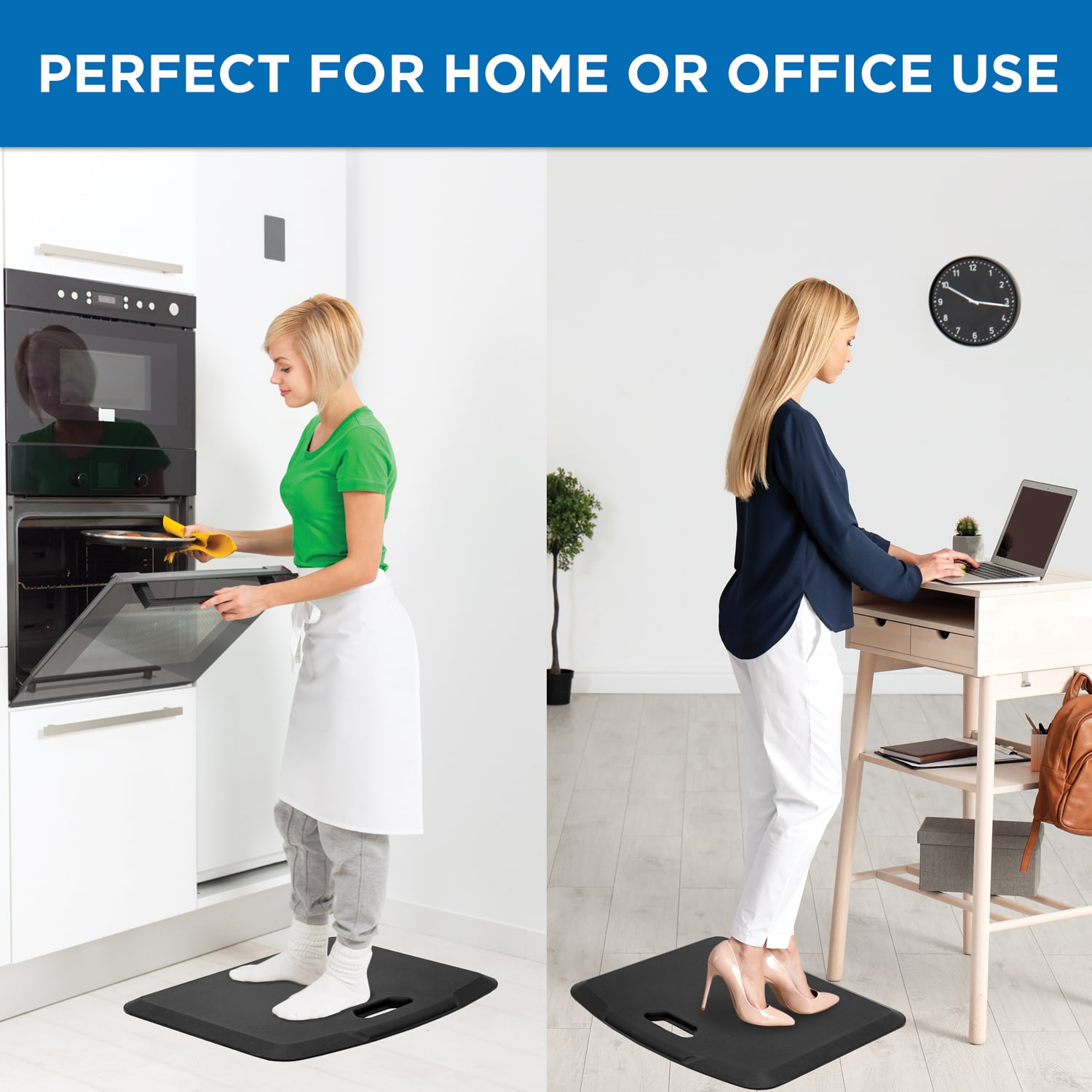 Mount It Portable Anti Fatigue Floor Mat Rubberized Gel Foam 18inD x 22W Black PopularChairscom
