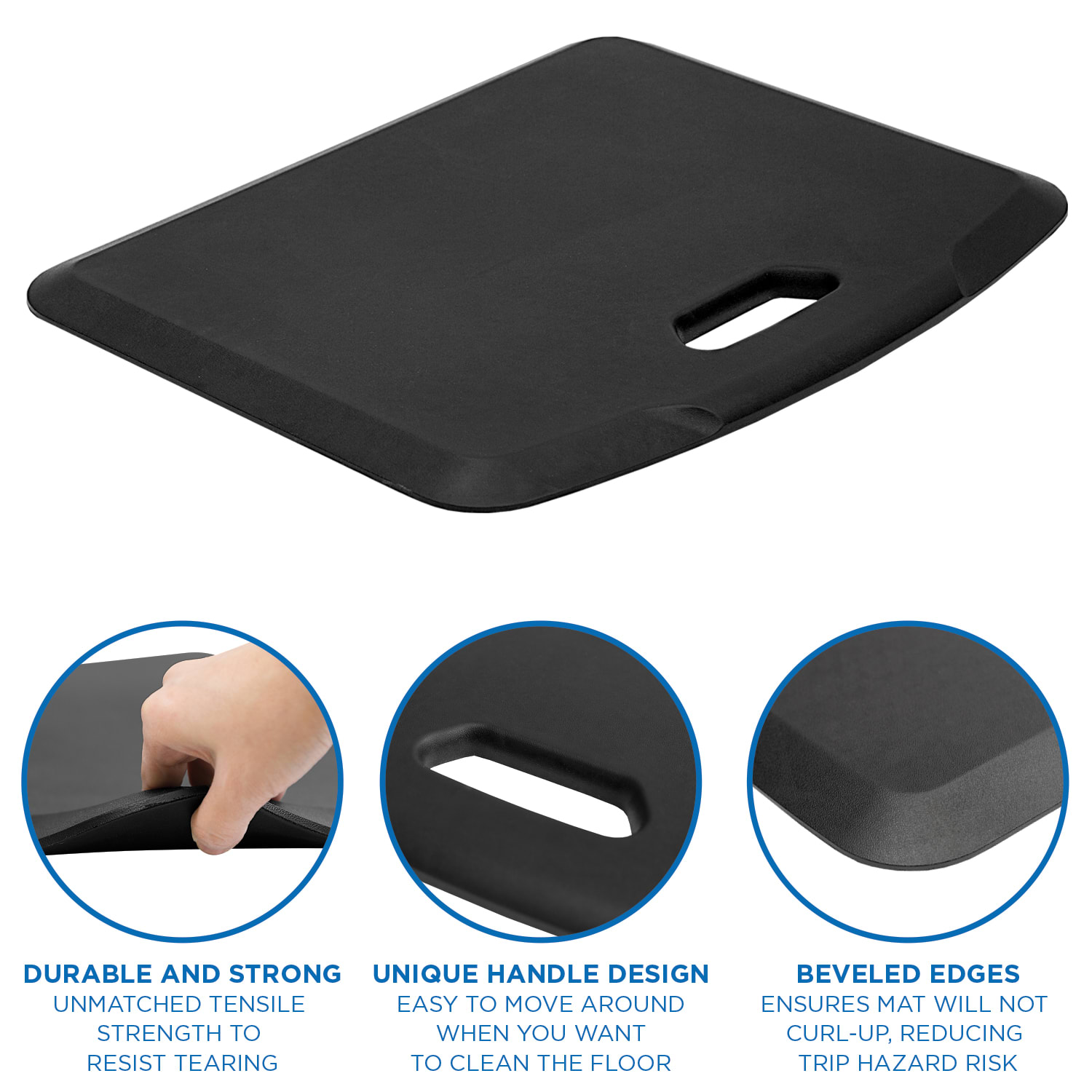 Mount It Portable Anti Fatigue Floor Mat Rubberized Gel Foam 18inD x 22W Black PopularChairscom