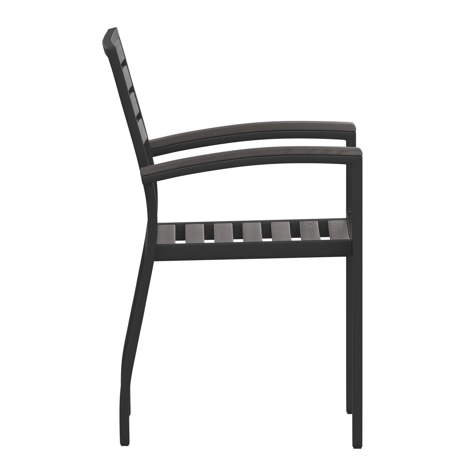Flash Furniture Lark Aluminum Outdoor Stackable Side Chairs Gray Wash TeakBlack Set Of 2 Chairs PopularChairscom Flash Furniture Lark Aluminum Outdoor Stackable Side Chairs Gray Wash TeakBlack Set Of 2 Chairs PopularChairscom