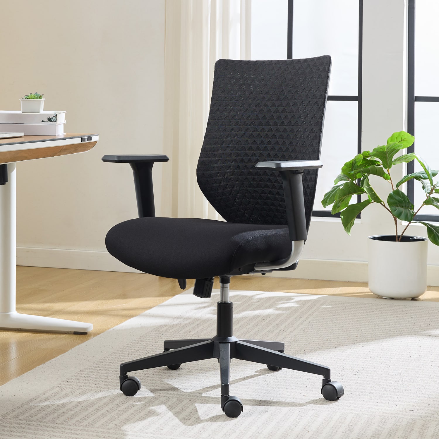 Serta® SitTrue™ Riverdale Ergonomic Mesh/Fabric High-Back Task Chair, 50% Recycled, Black, BIFMA Compliant
