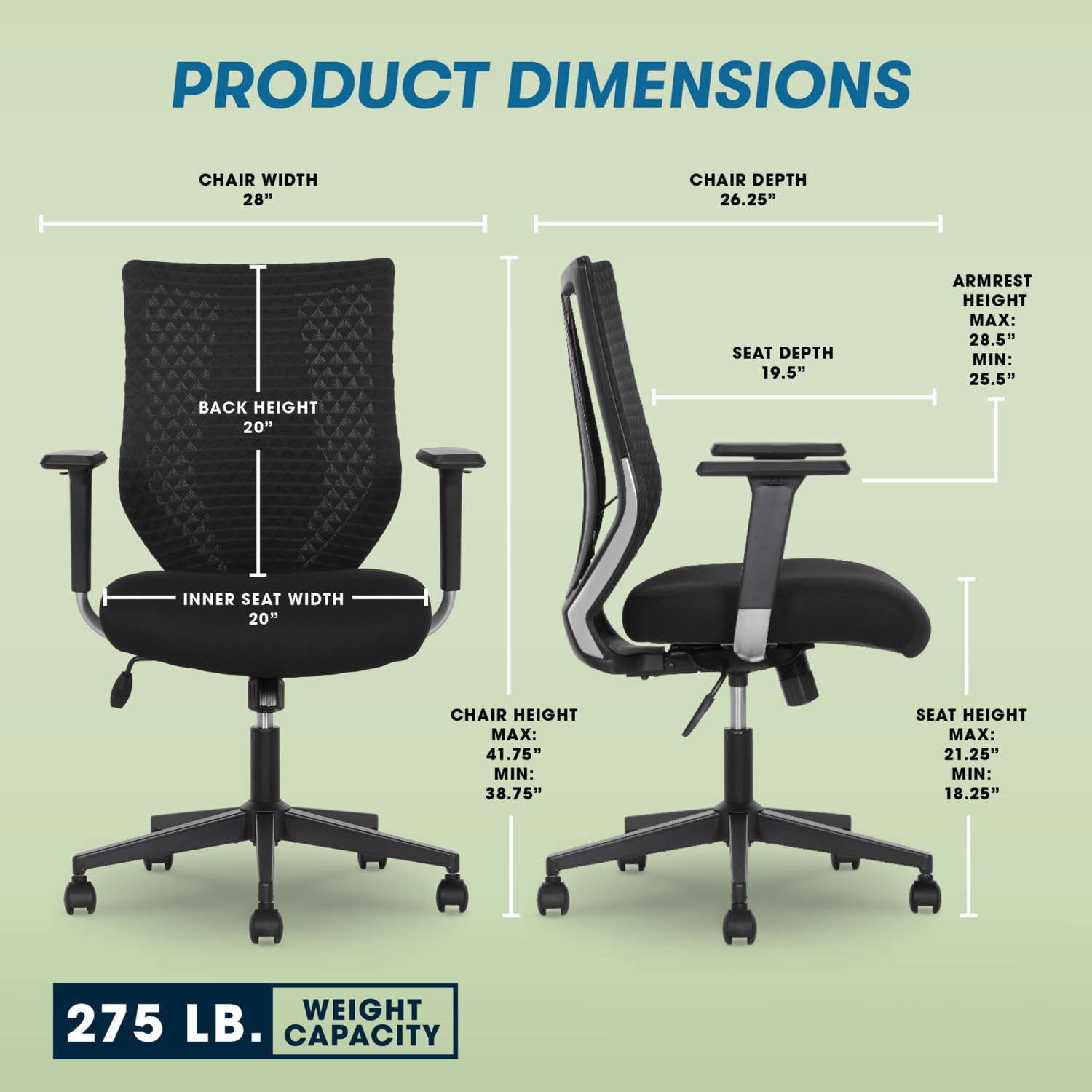 Serta SitTrue Riverdale Ergonomic Mesh/Fabric High-Back Task Chair, 50% Recycled, Black, BIFMA Compliant - Image 3