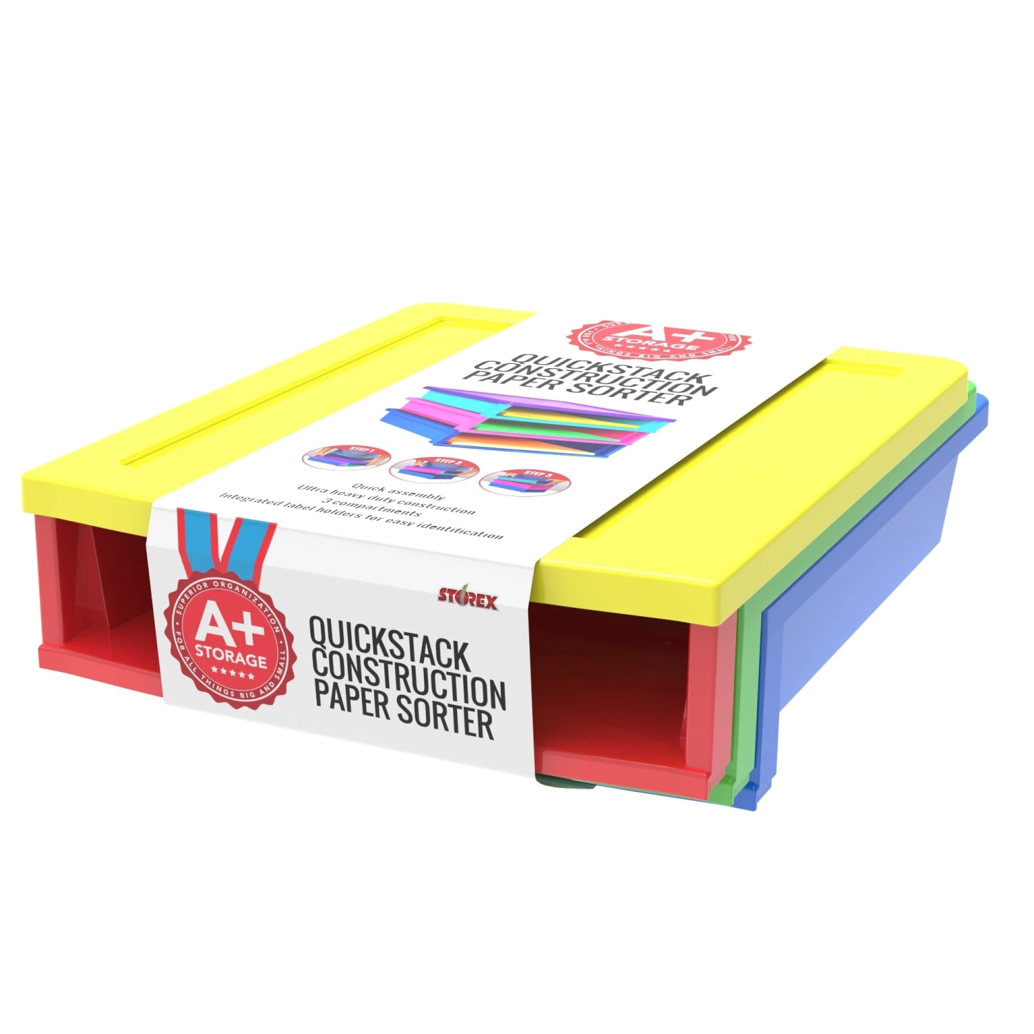 Storex Quick Stack Construction Paper Organizer, 8-7/16inH x 11-1/4inW x 13inD, Multicolor - Image 5