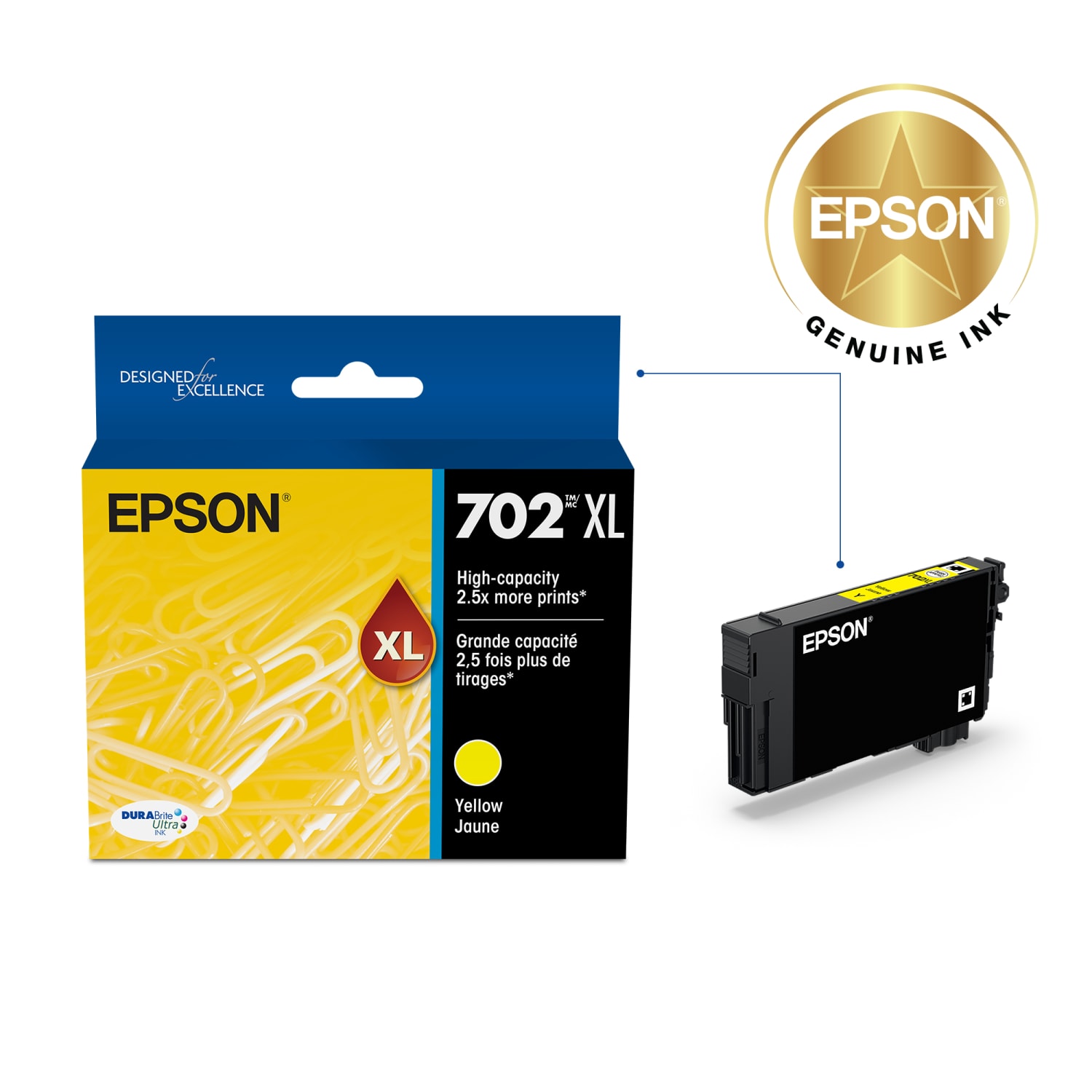Epson 702XL DuraBrite Yellow Ultra-High-Yield Ink Cartridge, T702XL420-S - Image 3