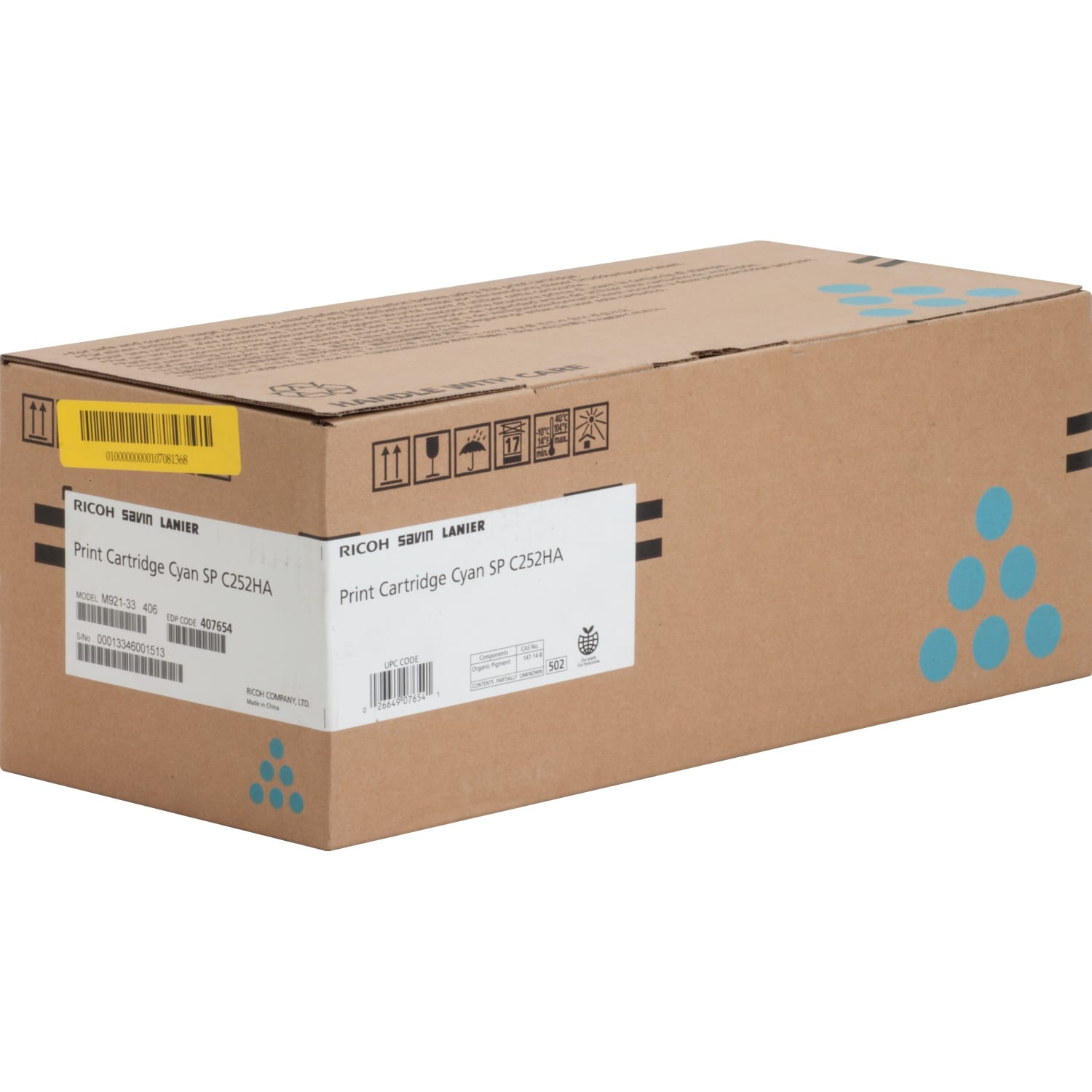 Ricoh 407654 Cyan Toner Cartridge - Image 3