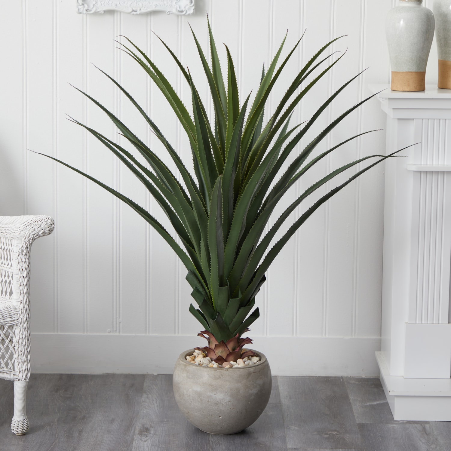 Nearly Natural 54inH Spiked Agave Artificial Plant With Bowl, 54inH x 32inW x 32inD, Sand/Green - Image 5