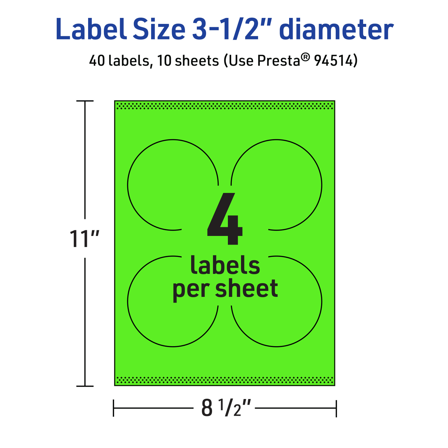 Avery Print-To-The-Edge Labels With Sure Feed Technology, 94514-NGP10, Round, 3-1/2in, Matte Neon Green, Pack of 40 - Image 6