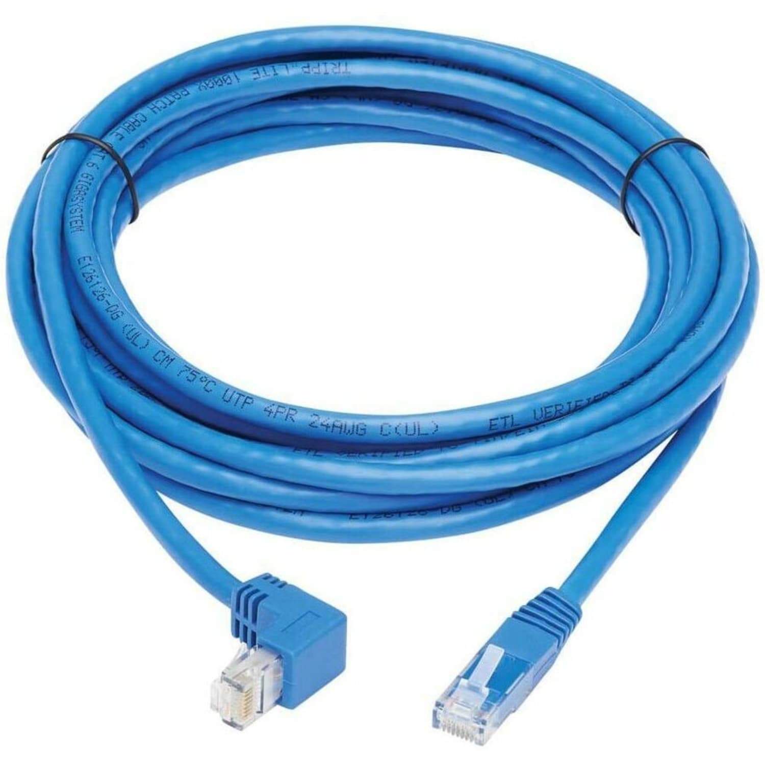 Tripp Lite Cat6 Ethernet Cable Down Right Angled UTP Molded M/M Blue 15ft - 15 ft Category 6 Network Cable  - N204015BLDN - Image 3
