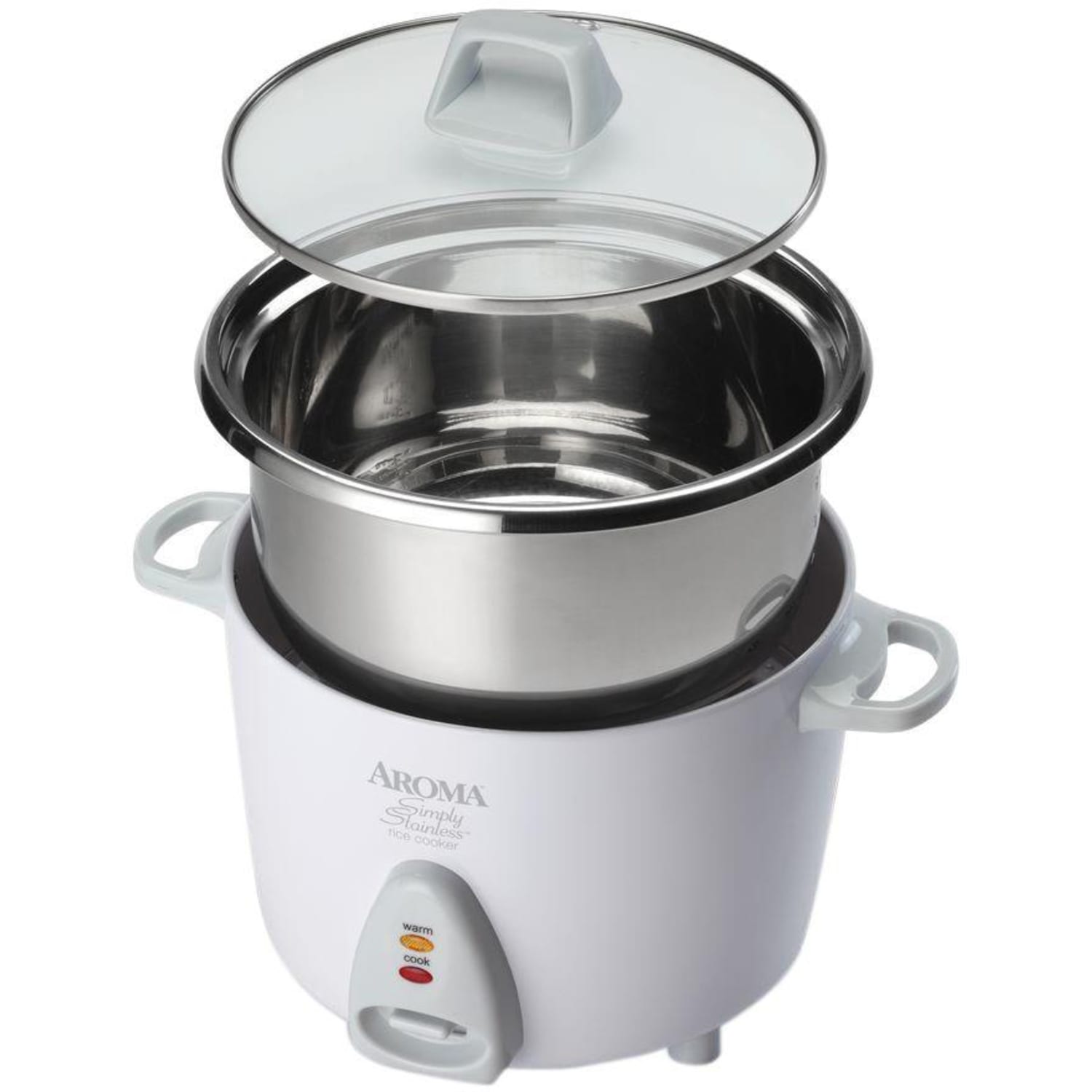 Aroma ARC-753SG Simply Stainless 6-Cup Rice Cooker, 8-1/8inH x 10-5/16inW x 8-1/4inD, White - Image 4