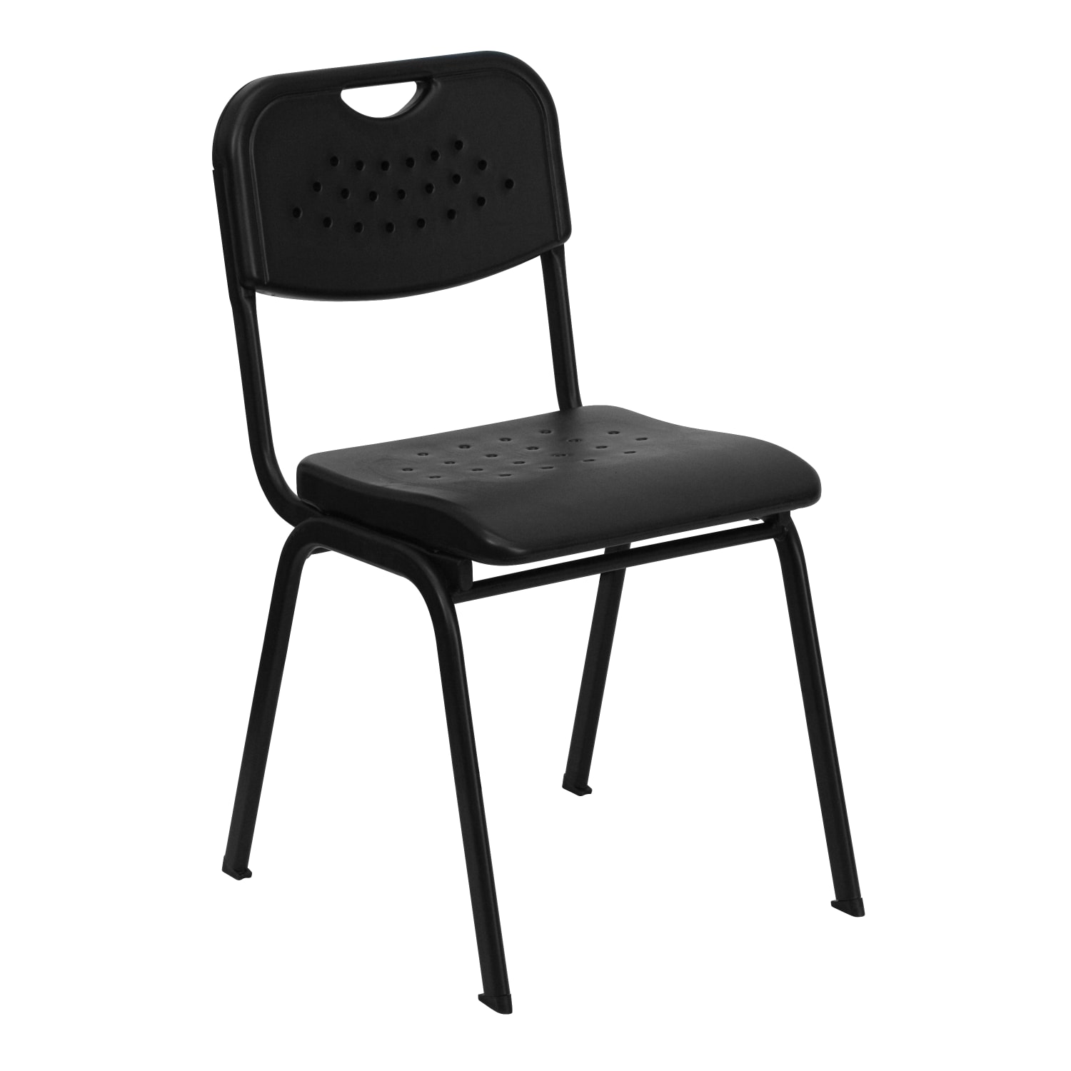 Flash Furniture HERCULES 880-lb Capacity Plastic Stack Chair With Open Back, Black - Image 3