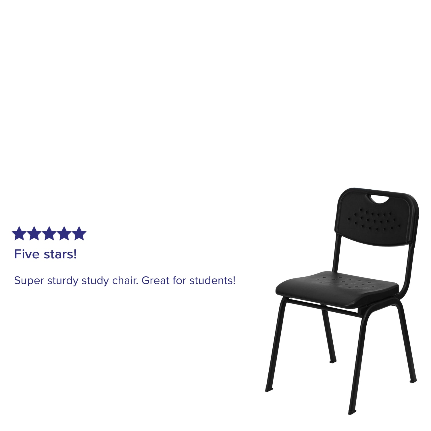 Flash Furniture HERCULES 880-lb Capacity Plastic Stack Chair With Open Back, Black - Image 5