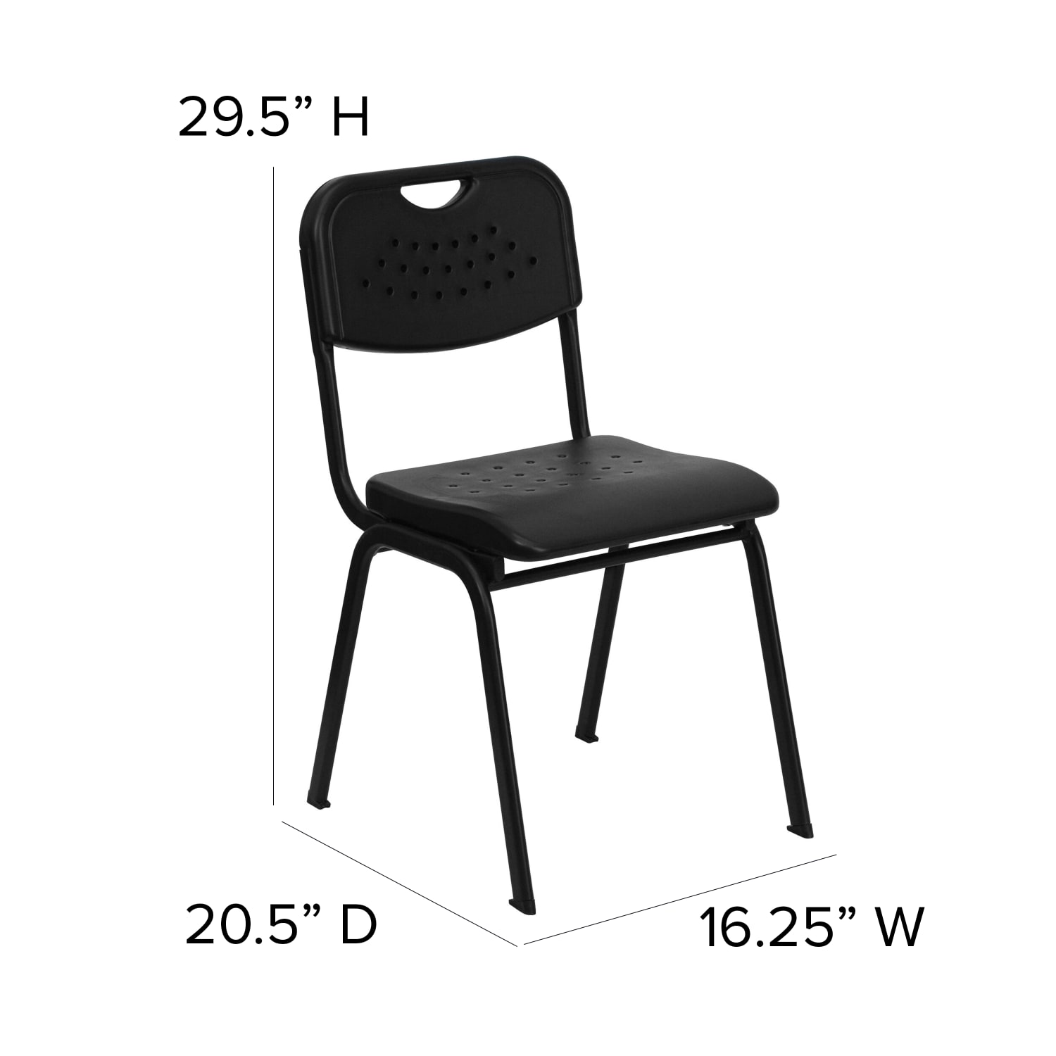 Flash Furniture HERCULES 880-lb Capacity Plastic Stack Chair With Open Back, Black - Image 7
