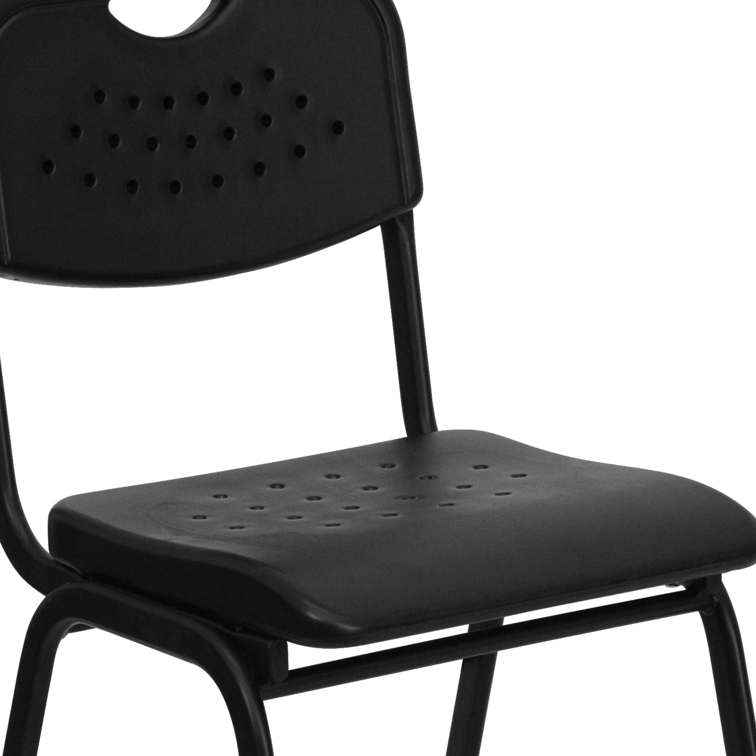 Flash Furniture HERCULES 880-lb Capacity Plastic Stack Chair With Open Back, Black - Image 9