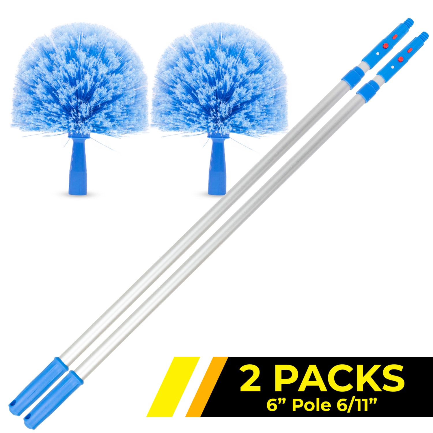 Gritt Commercial Cobweb Duster Brush, 6 11/16in Cobweb / Corner Duster Brush with 6ft Telescopic Pole, Pack of 2 - Image 3