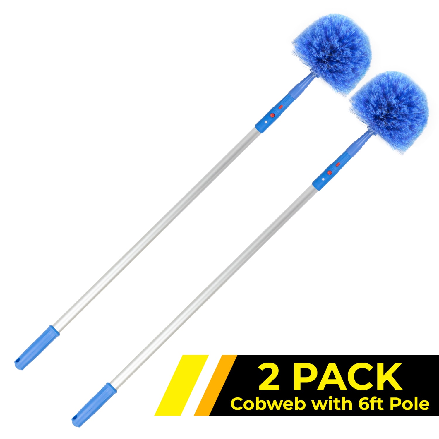 Gritt Commercial Cobweb Duster Brush, 6 11/16in Cobweb / Corner Duster Brush with 6ft Telescopic Pole, Pack of 2 - Image 4