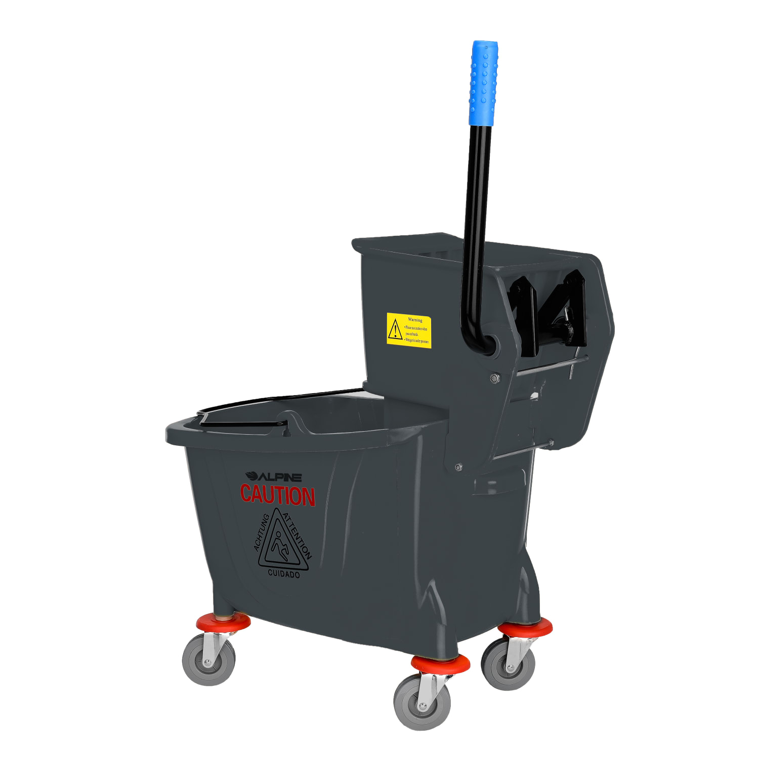 Alpine PVC Mop Bucket With Side Wringer, 36 Qt, 35inH x 15inW x 25inD, Gray - Image 5