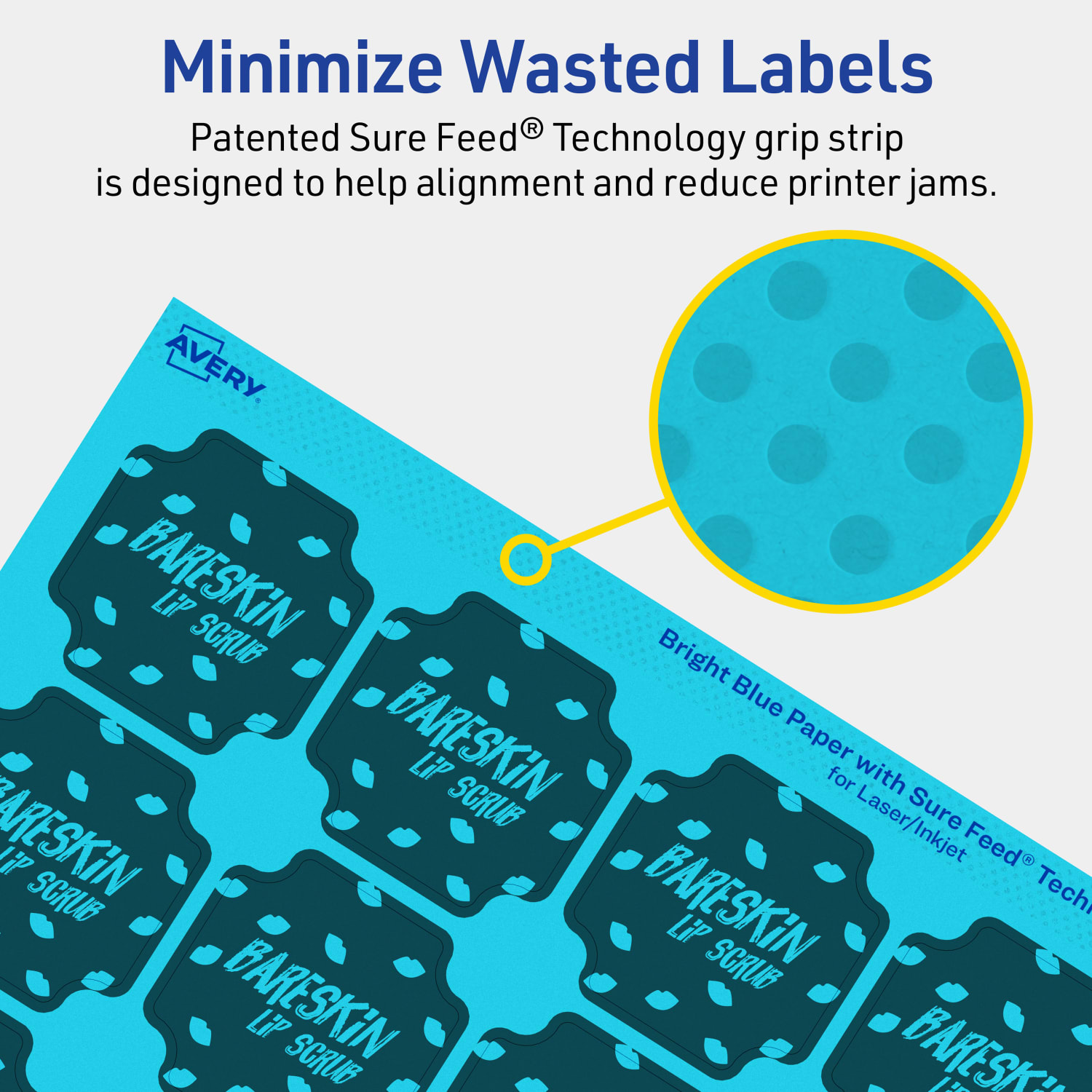 Avery Print-To-The-Edge Labels With Sure Feed Technology, 94110-BBP40, Square Scalloped, 1-5/8in x 1-5/8in, Matte Bright Blue, Pack of 800 - Image 5