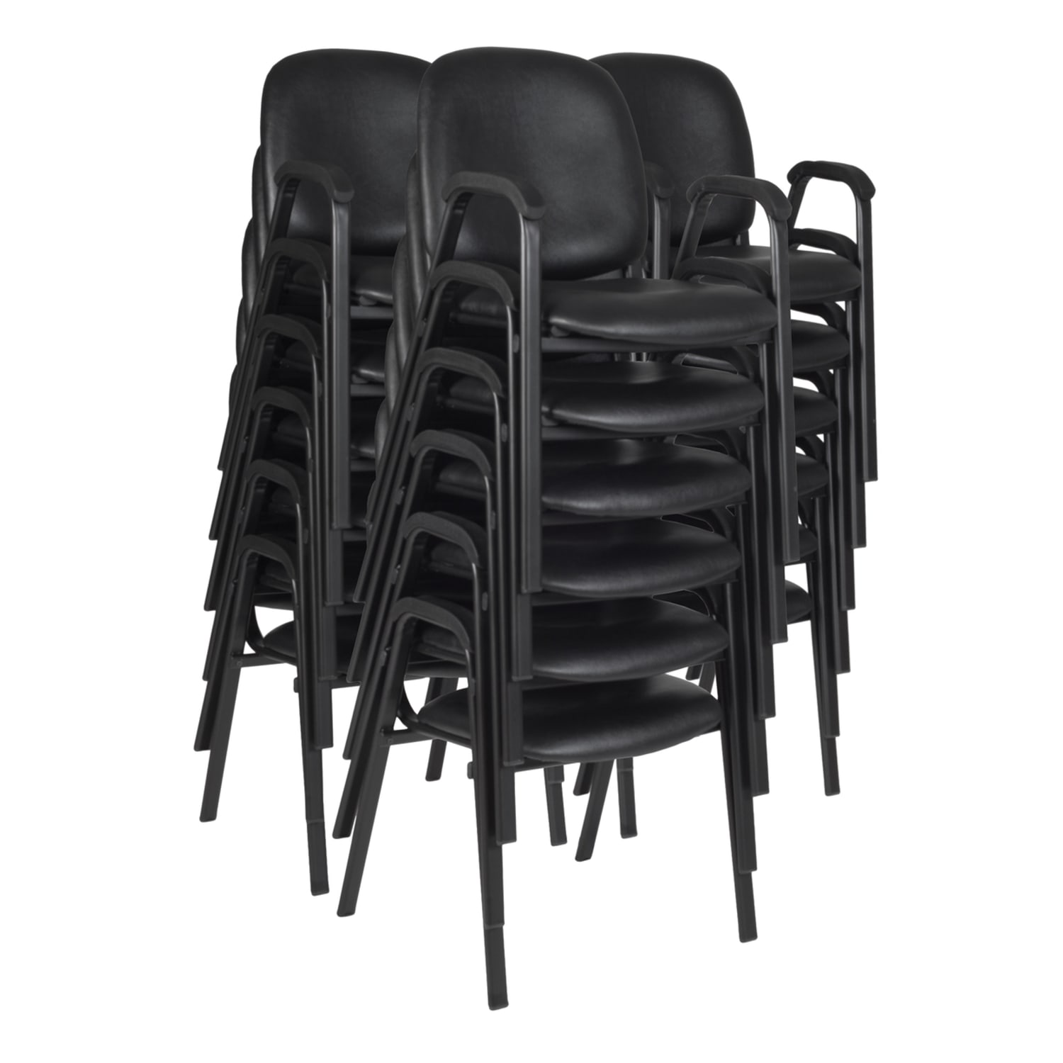Regency Ace Vinyl Stacking Chairs With Arms, Black, Pack Of 18 Chairs