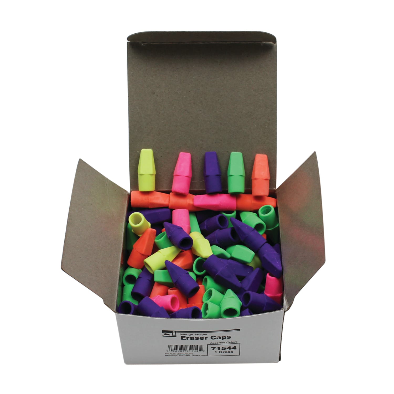 Charles Leonard Economy Wedge-Shaped Eraser Caps, Assorted Colors, 144 Erasers Per Box, Pack Of 6 Boxes - Image 3