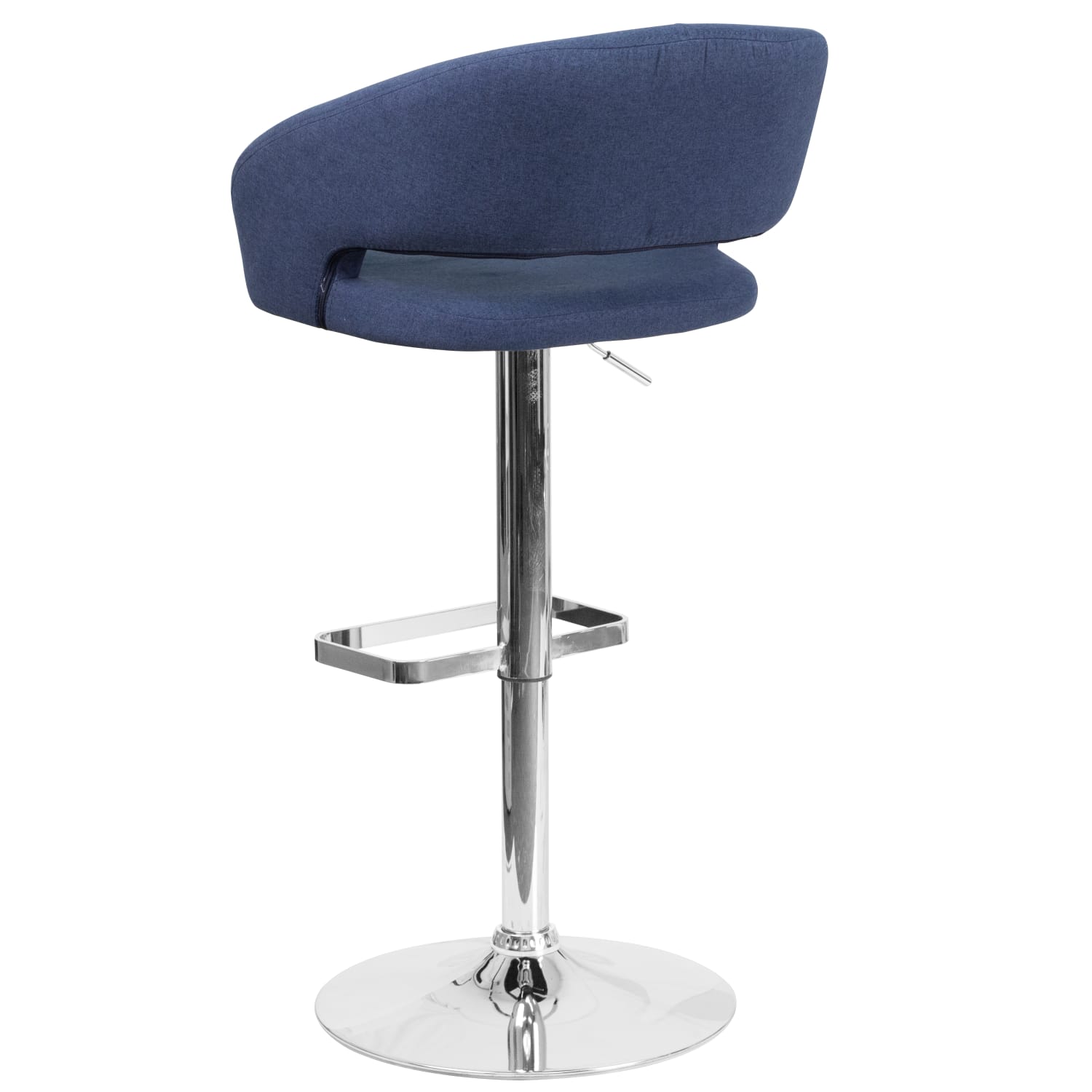 Flash Furniture Contemporary Fabric Adjustable Height Bar Stool With Rounded Mid Back BlueChrome PopularChairscom