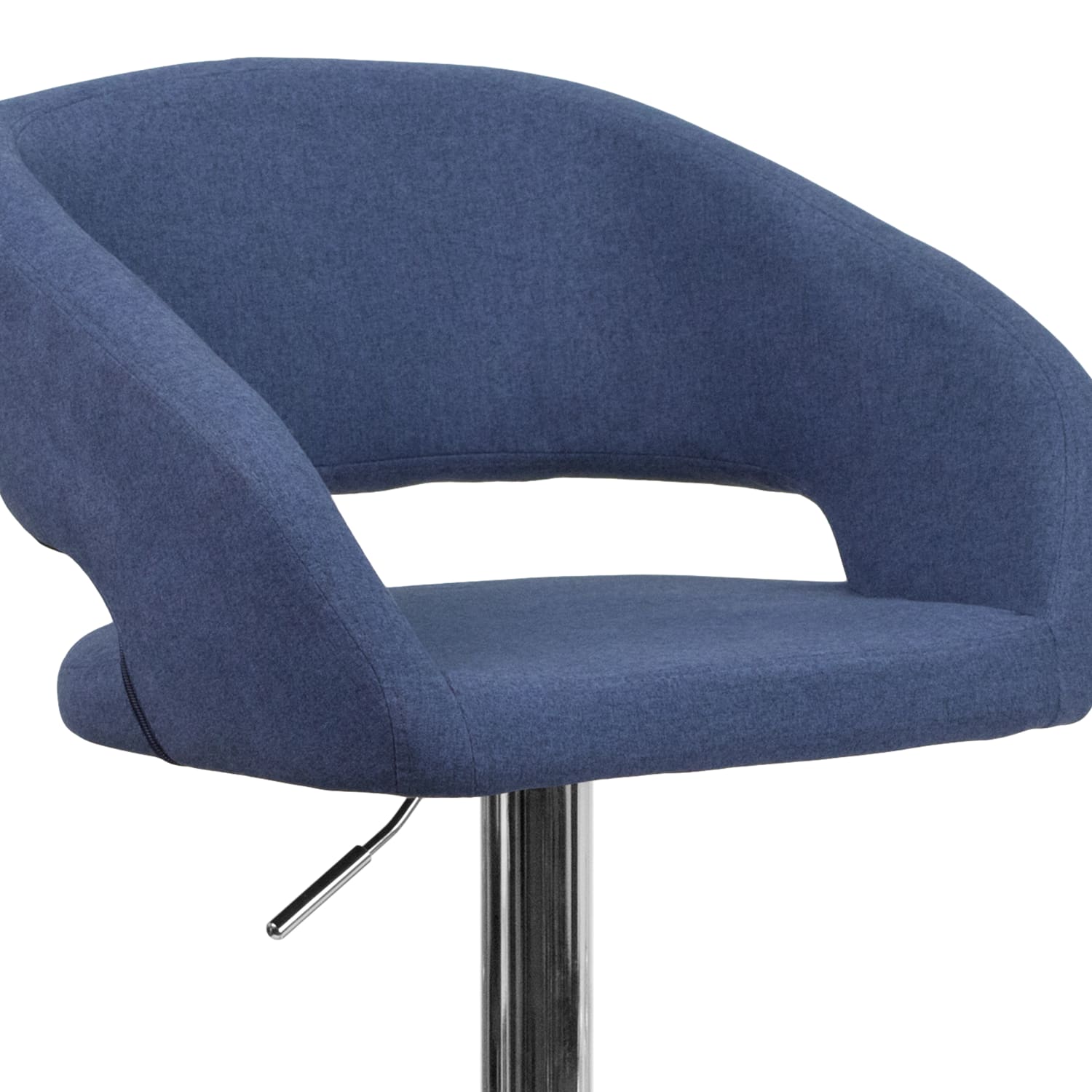 Flash Furniture Contemporary Fabric Adjustable Height Bar Stool With Rounded Mid Back BlueChrome PopularChairscom