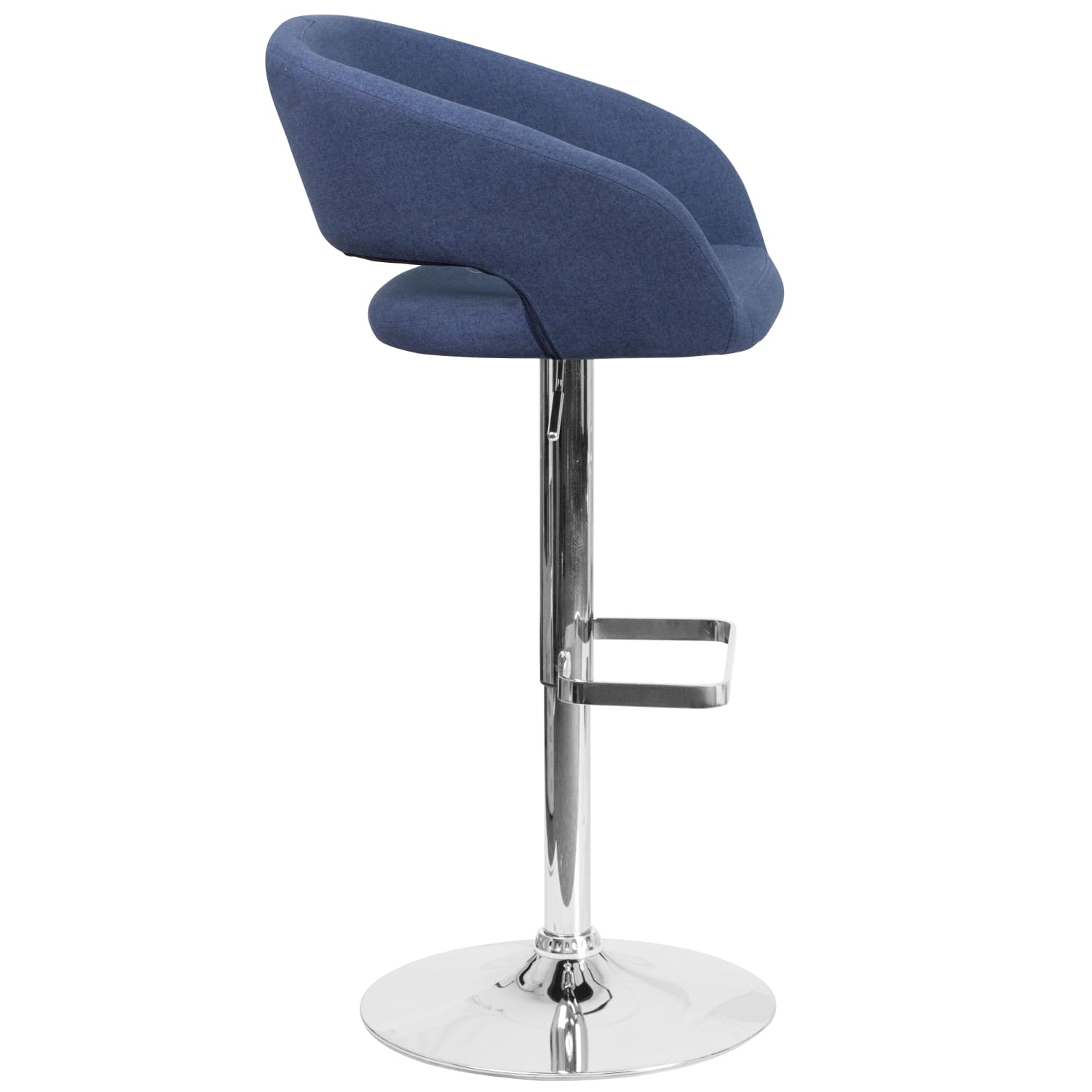 Flash Furniture Contemporary Fabric Adjustable Height Bar Stool With Rounded Mid Back BlueChrome PopularChairscom