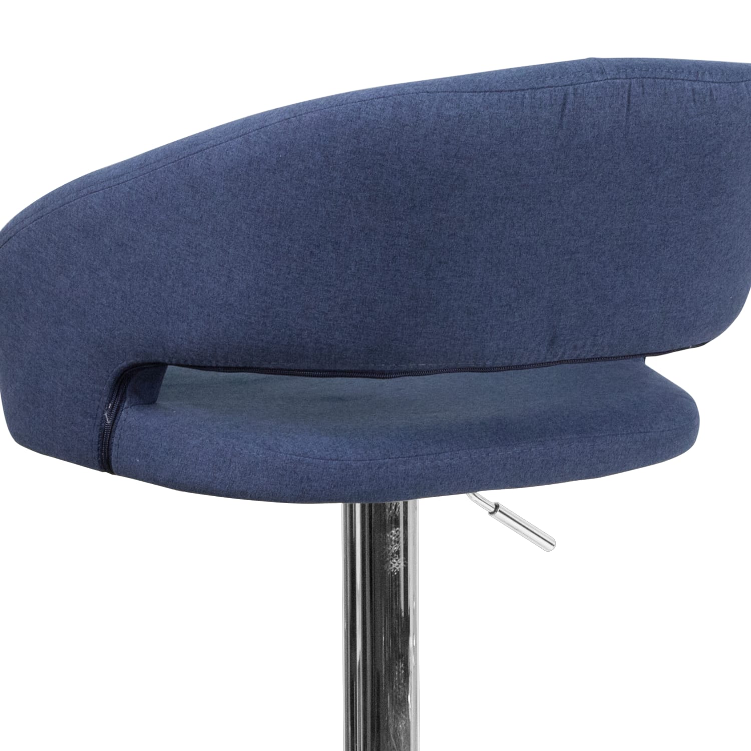 Flash Furniture Contemporary Fabric Adjustable Height Bar Stool With Rounded Mid Back BlueChrome PopularChairscom