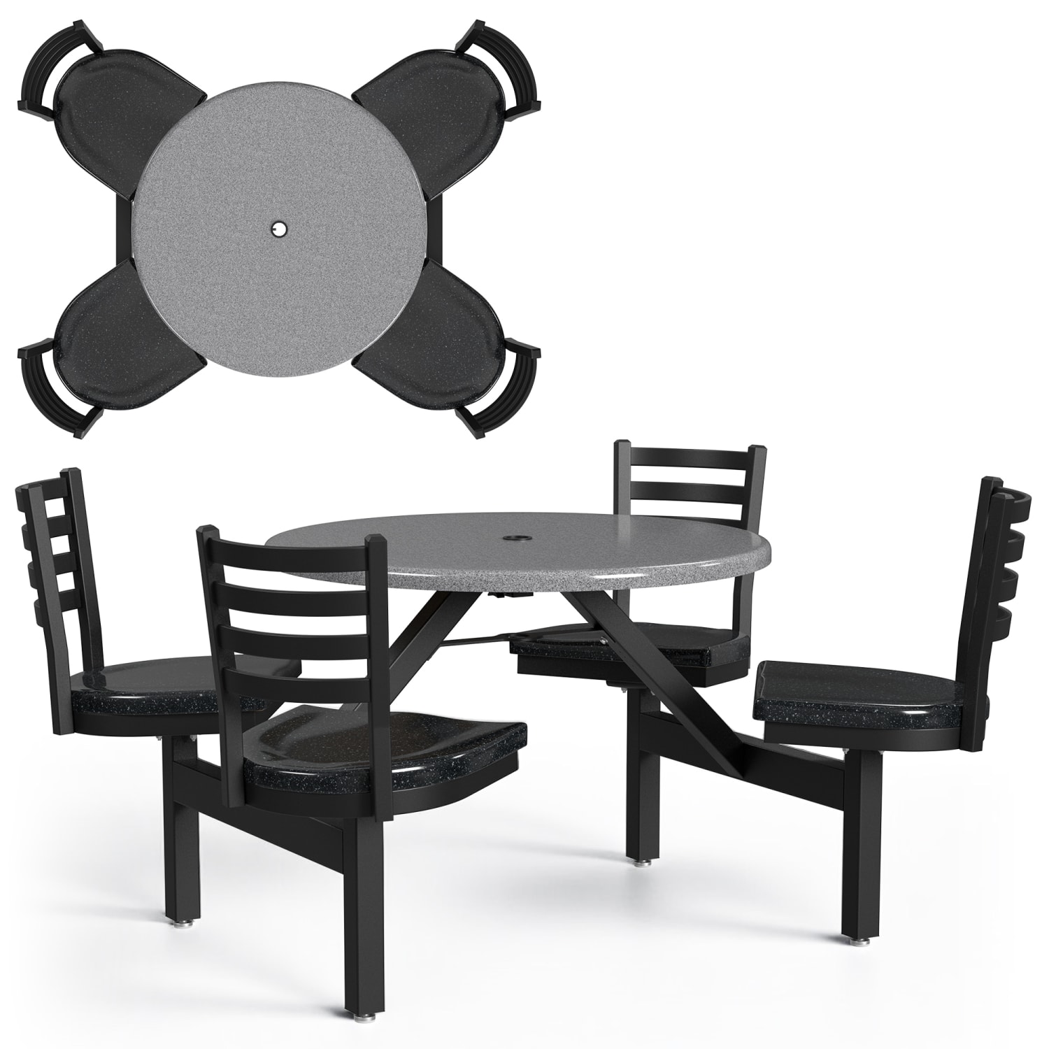 Palmer Hamilton Covey Outdoor Cluster Table With 4 Seats, 29in x 54in, Steel Gray/Obsidian - Image 3