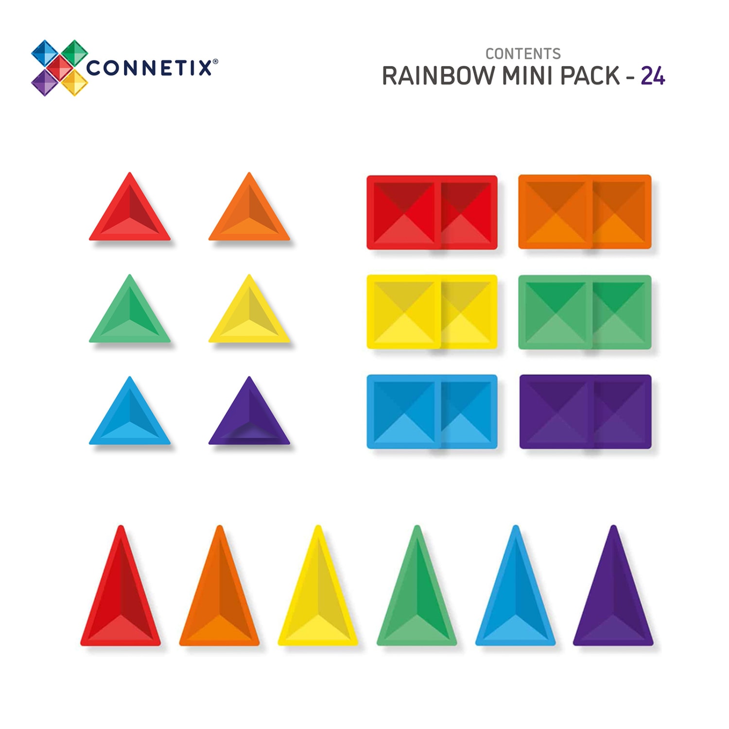 Connetix Magnetic Tiles Rainbow Mini Pack, 24 Pieces - Image 3