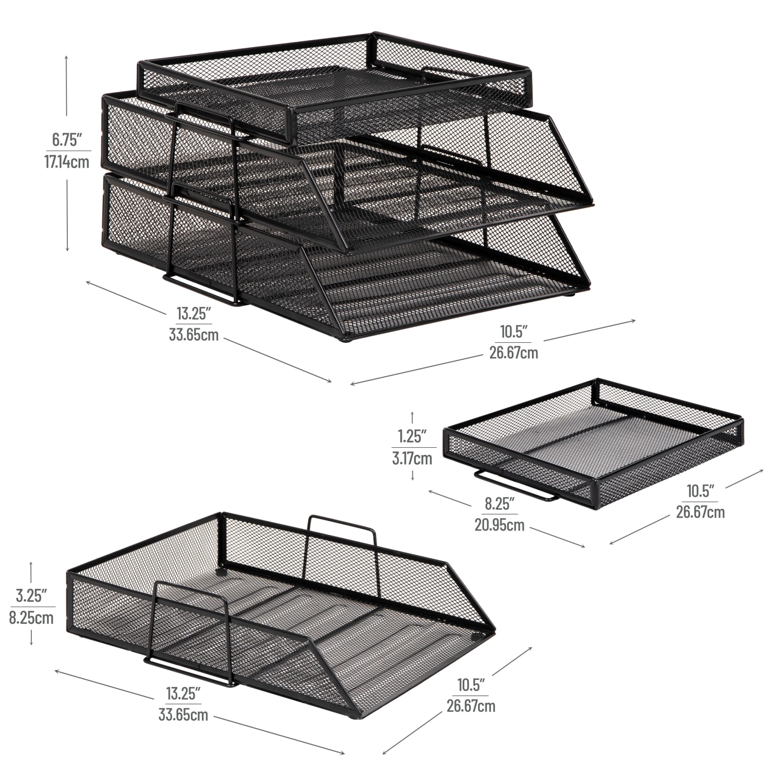 Mind Reader 2-Tier Paper Tray With Top Supply Compartment, 6-3/4inH x 13-1/4inW x 10-1/2inD, Black - Image 4