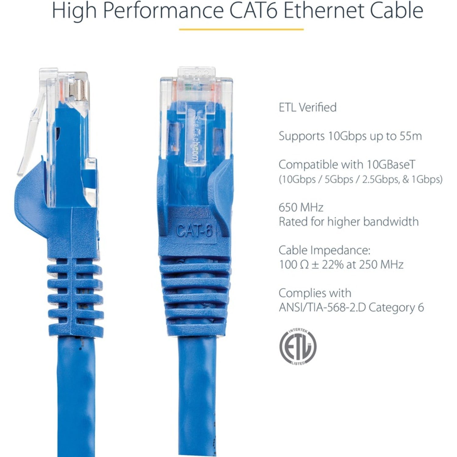 StarTech.com 20ft Blue Cat6 Patch Cable with Snagless RJ45 Connectors - Blue - Image 4