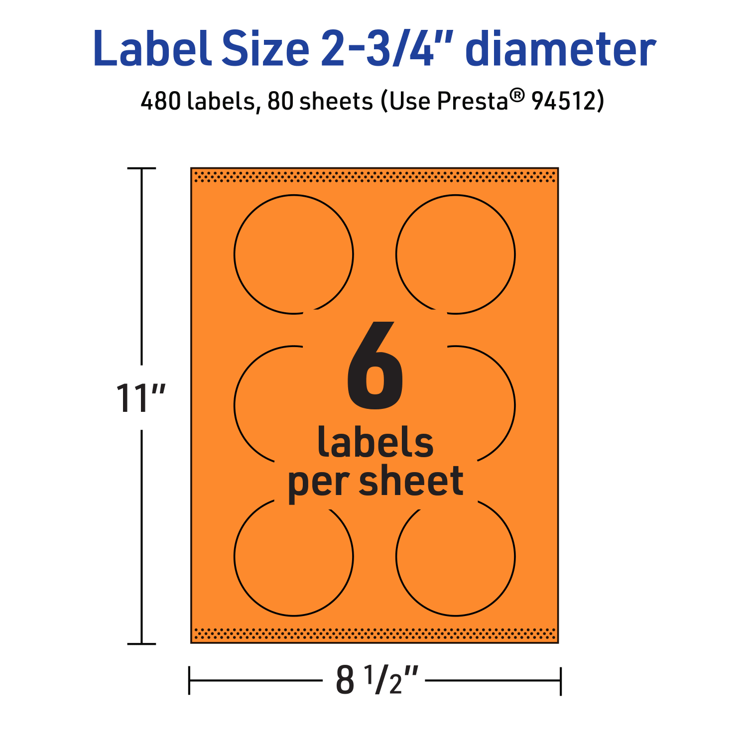 Avery Print-To-The-Edge Labels With Sure Feed Technology And Easy Peel Label Feature, 94512-BOP80, Round, 2-3/4in, Matte Bright Orange, Pack of 480 - Image 6