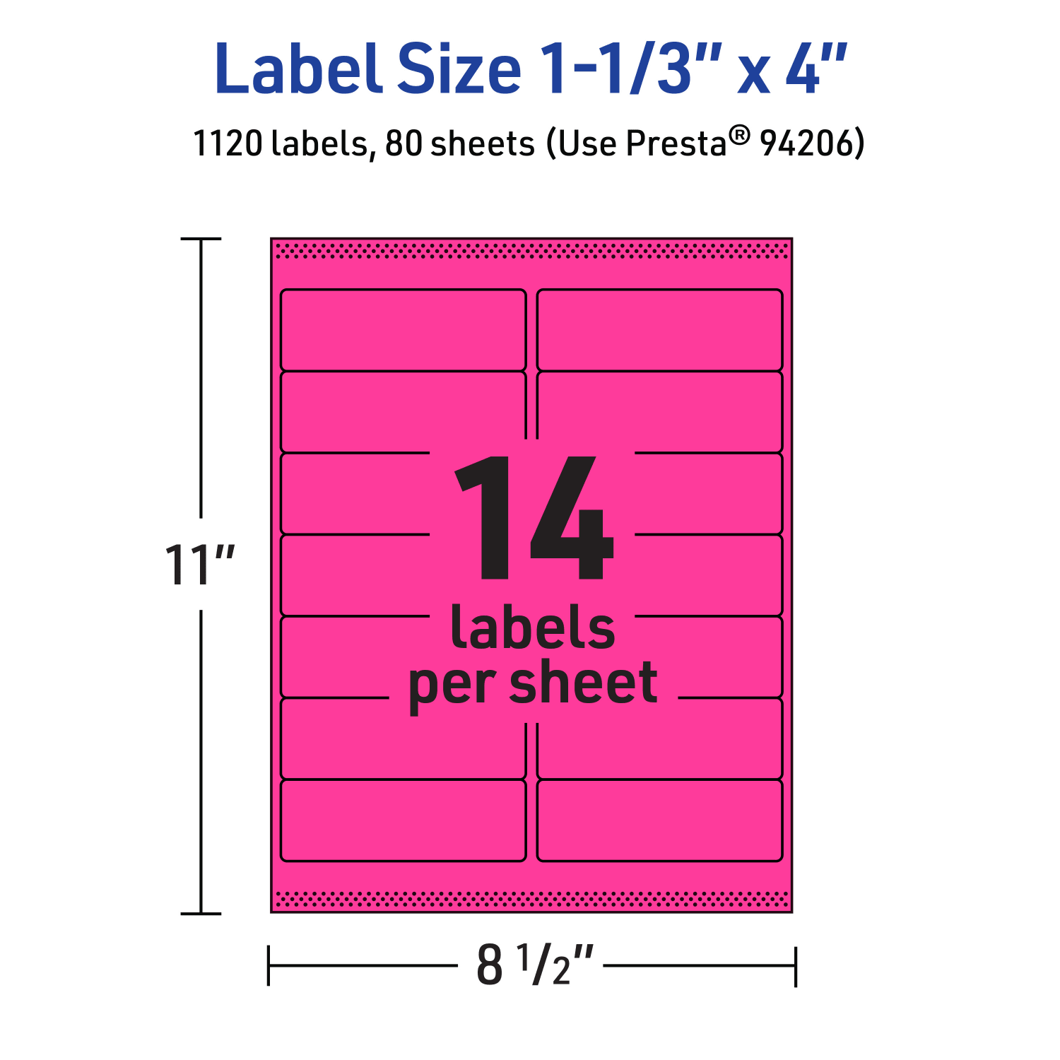 Avery Printable Labels With Sure Feed Technology, 94206-NMP80, Rectangle, 1-1/3in x 4in, Matte Neon Magenta, Pack of 1120 - Image 6