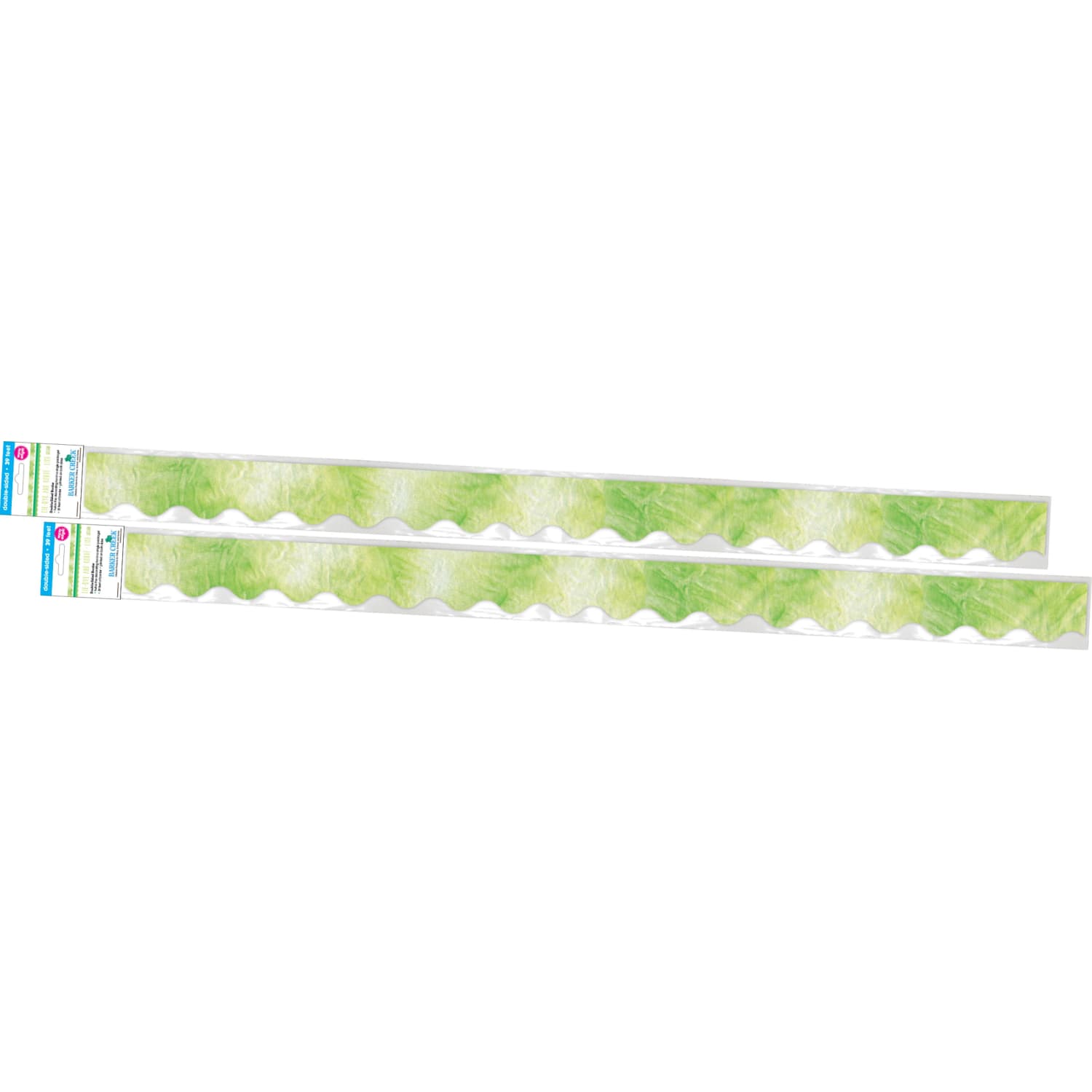 Barker Creek Double-Sided Scalloped-Edge Border Strips, Lime Tie-Dye/Ombre, 2-1/4in x 36in, Set Of 26 Strips - Image 3