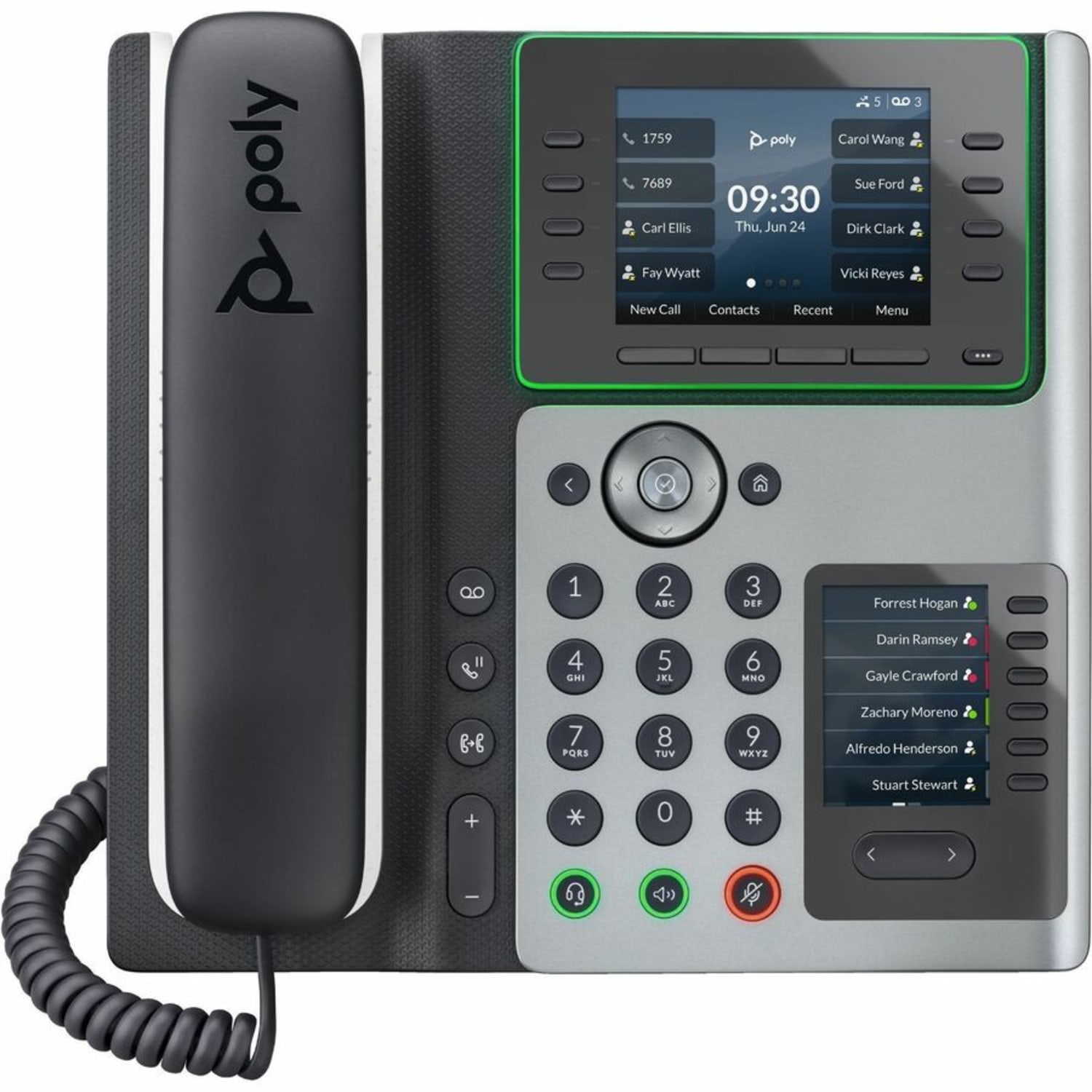 Poly E450 IP Phone - Corded - Corded - Desktop - Black - VoIP - 2 x Network (RJ-45) - PoE Ports - Image 4