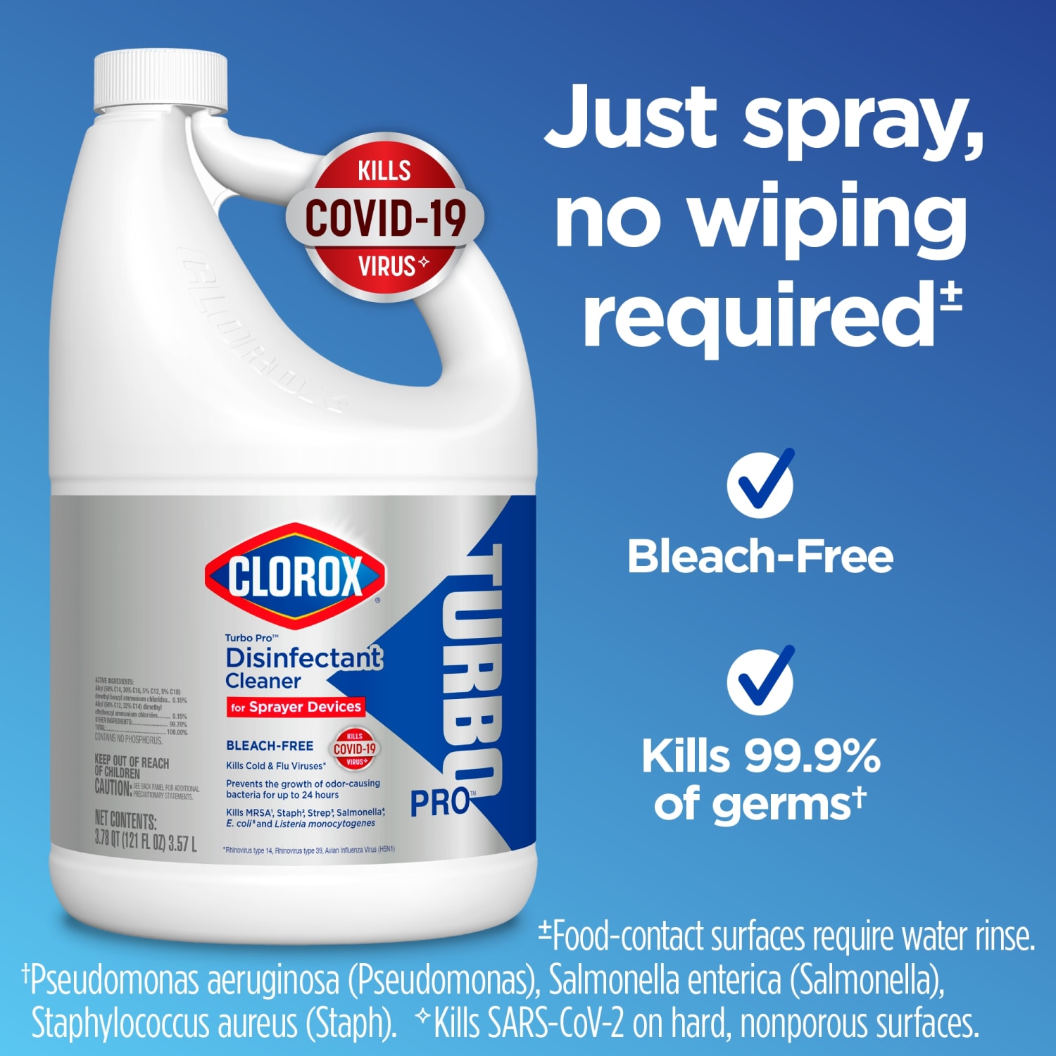 Clorox Turbo Pro Bleach-Free Disinfectant Cleaner for Sprayer Devices, 121 Oz, Case Of 3 - Image 5