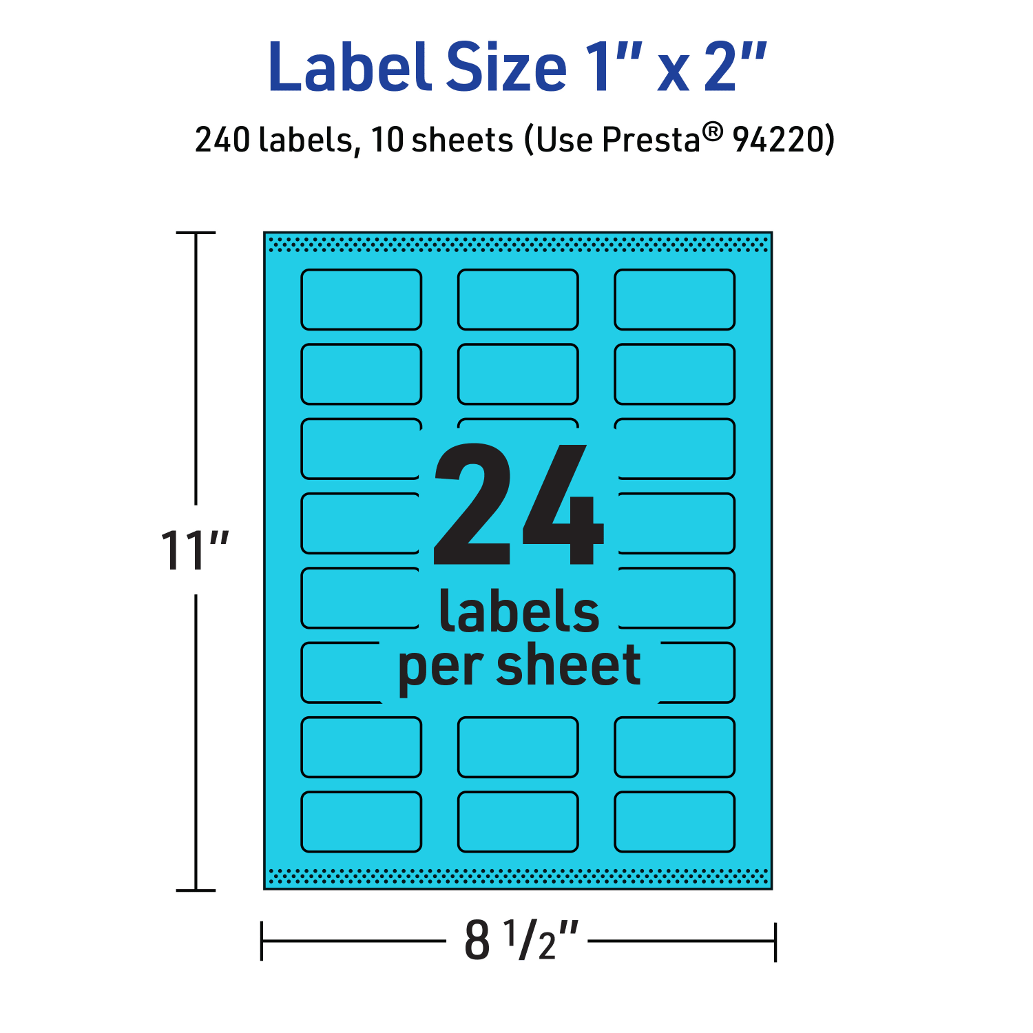 Avery Print-To-The-Edge Labels With Sure Feed Technology And Easy Peel, 94220-BBP10, Rectangle, 1in x 2in, Matte Bright Blue, Pack of 240 - Image 6