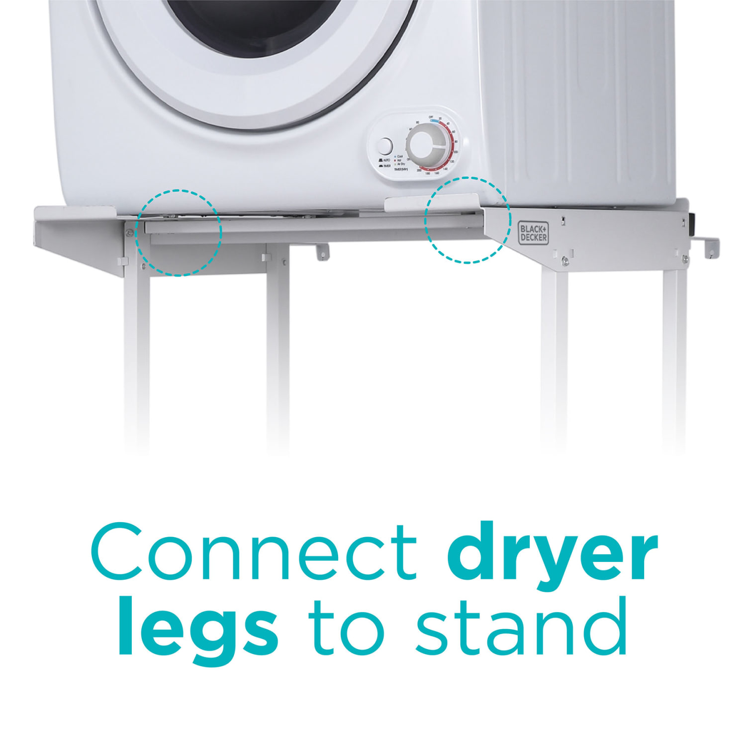 Black+Decker Washer Dryer Stacking Rack Stand, 50-13/16inH x 24-5/8inW x 25-3/4inD, White - Image 6