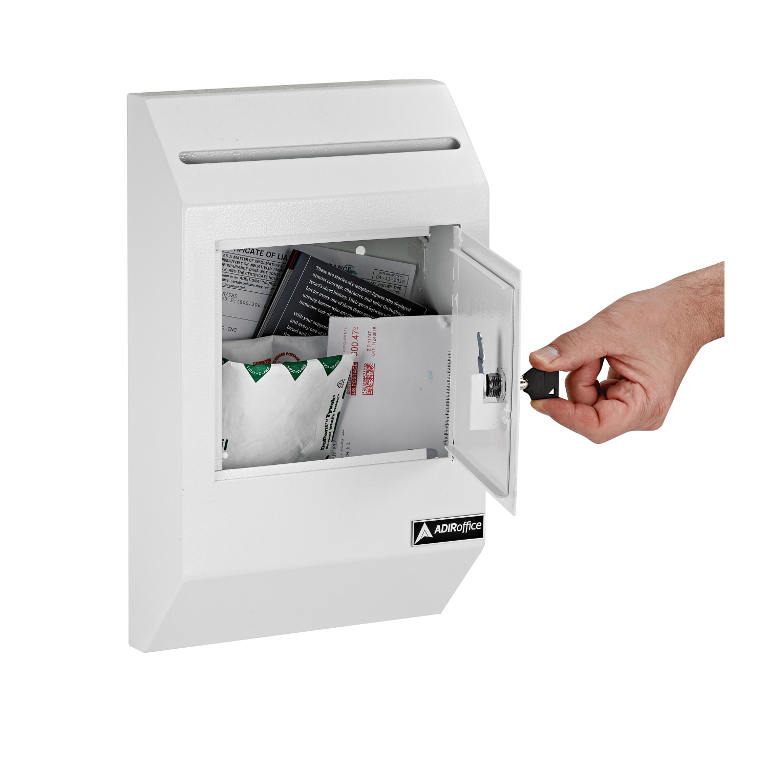Alpine AdirOffice Heavy-Duty Weatherproof Secured Drop Box, 16-5/16inH x 10inW x 4inD, White - Image 5